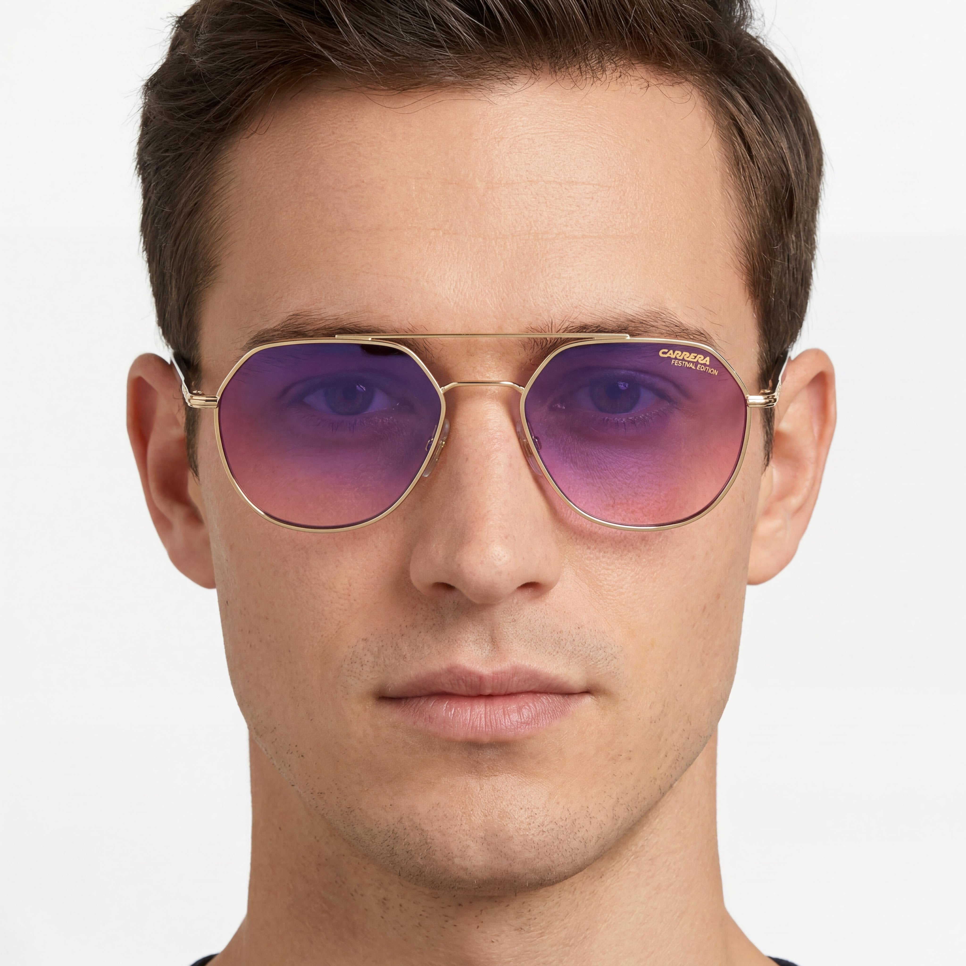 Carrera 303/S Unisex Black Gold Metal Frame Blue Shaded Red Polycarbonate Non-Polarized 53mm Sunglasses, Photo 4