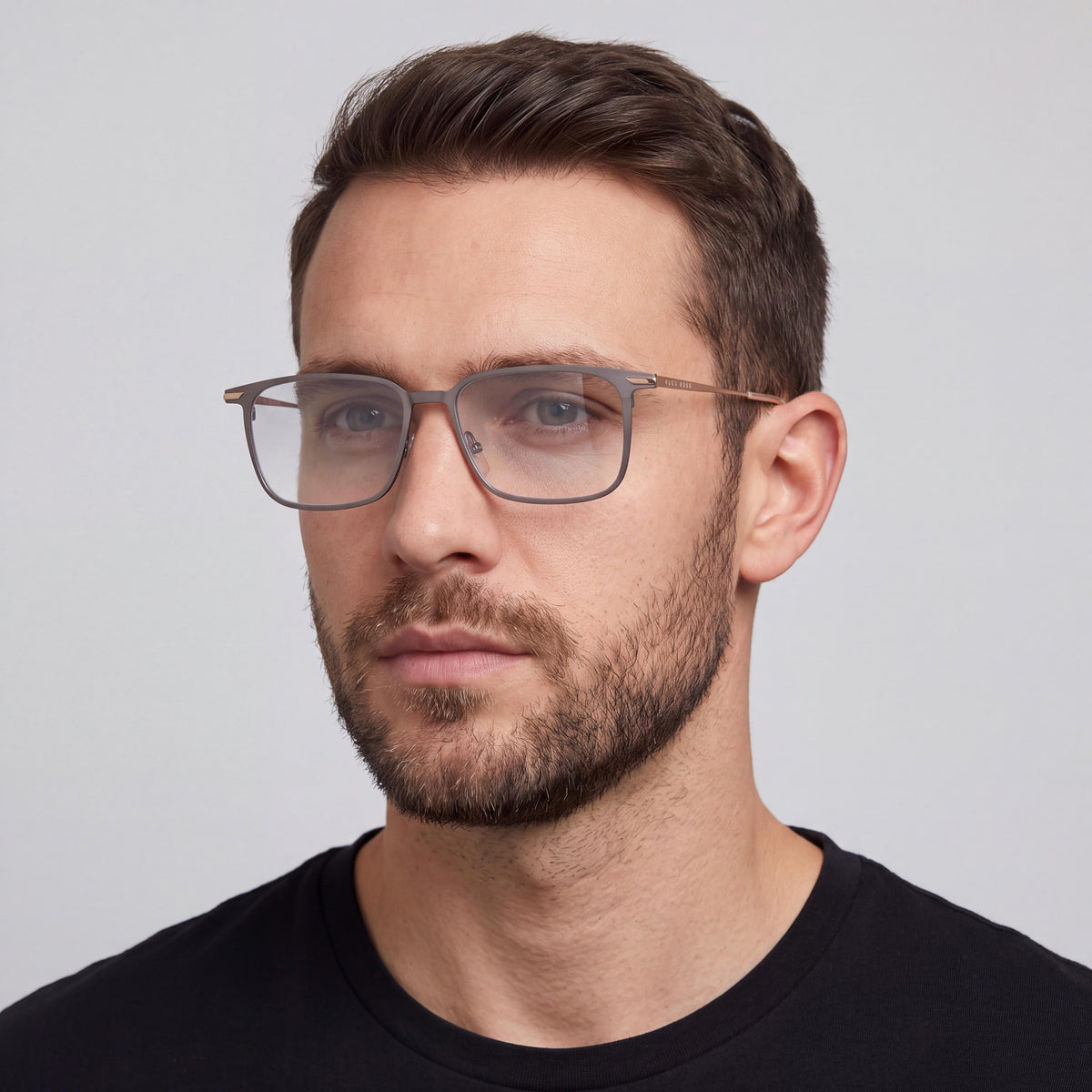 Gafas graduadas Hugo Boss 1253 para hombre, cuadradas y de aro completo con montura de titanio, gris rutenio mate, 55 mm, Photo 5