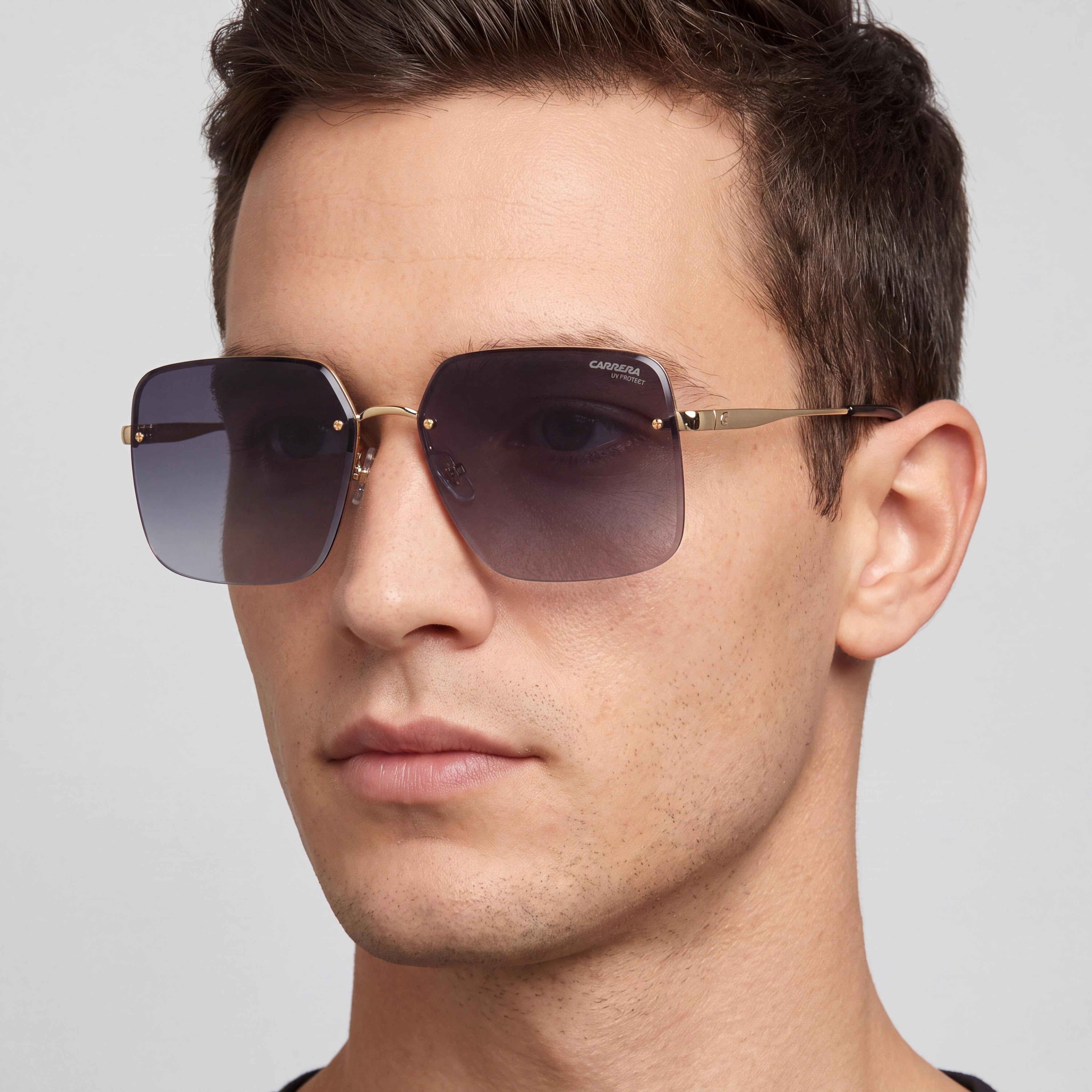 Carrera Contemporary Men's Gold Black Metallo Frame, Brown Shaded Blue Mirror Lenses, 100% UV Protection, 61mm, Photo 5