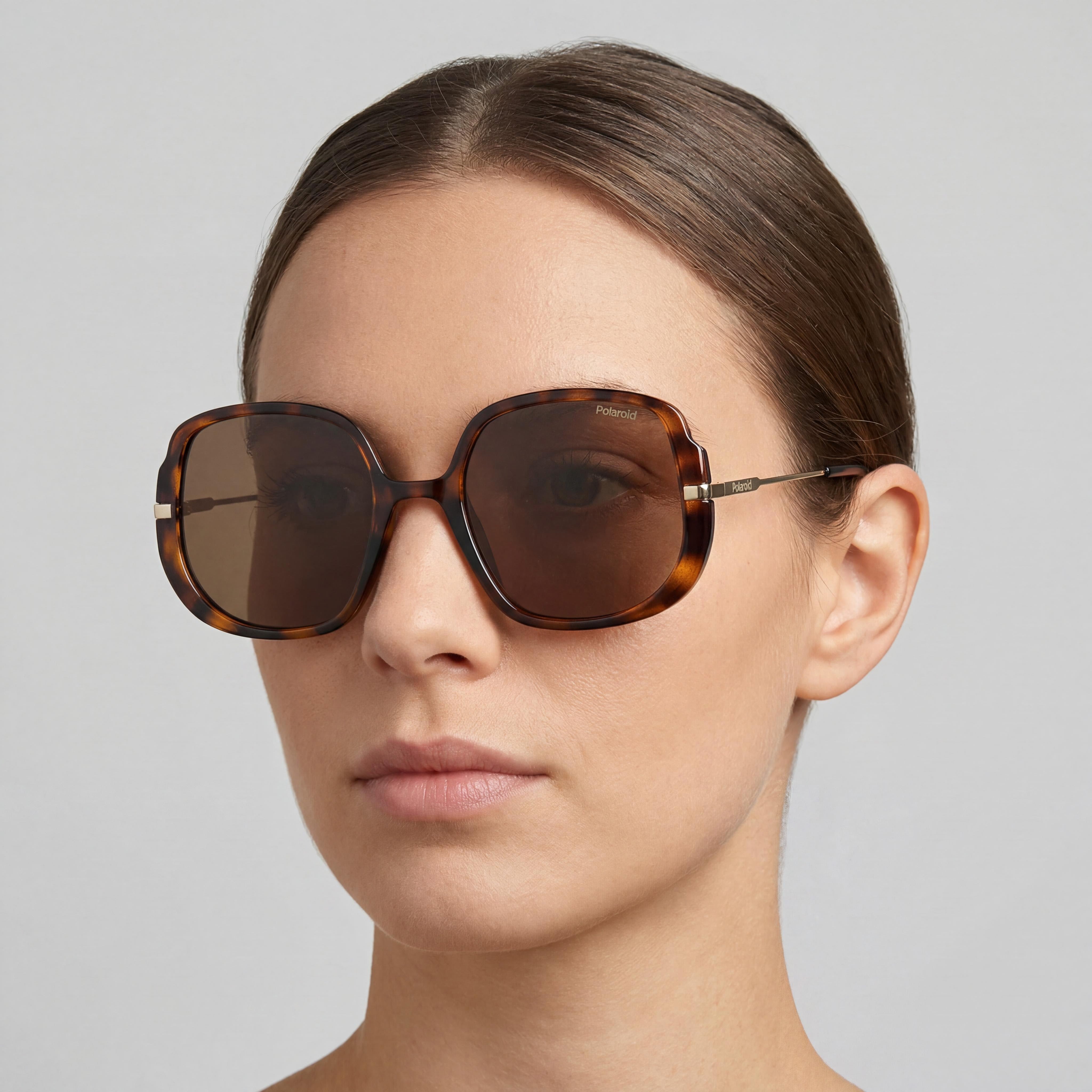Polaroid Eyewear BUTTERFLY Women's Havana Polycarbonate Frame Bronze Polarized UV Protected Sunglasses 53mm, Photo 4