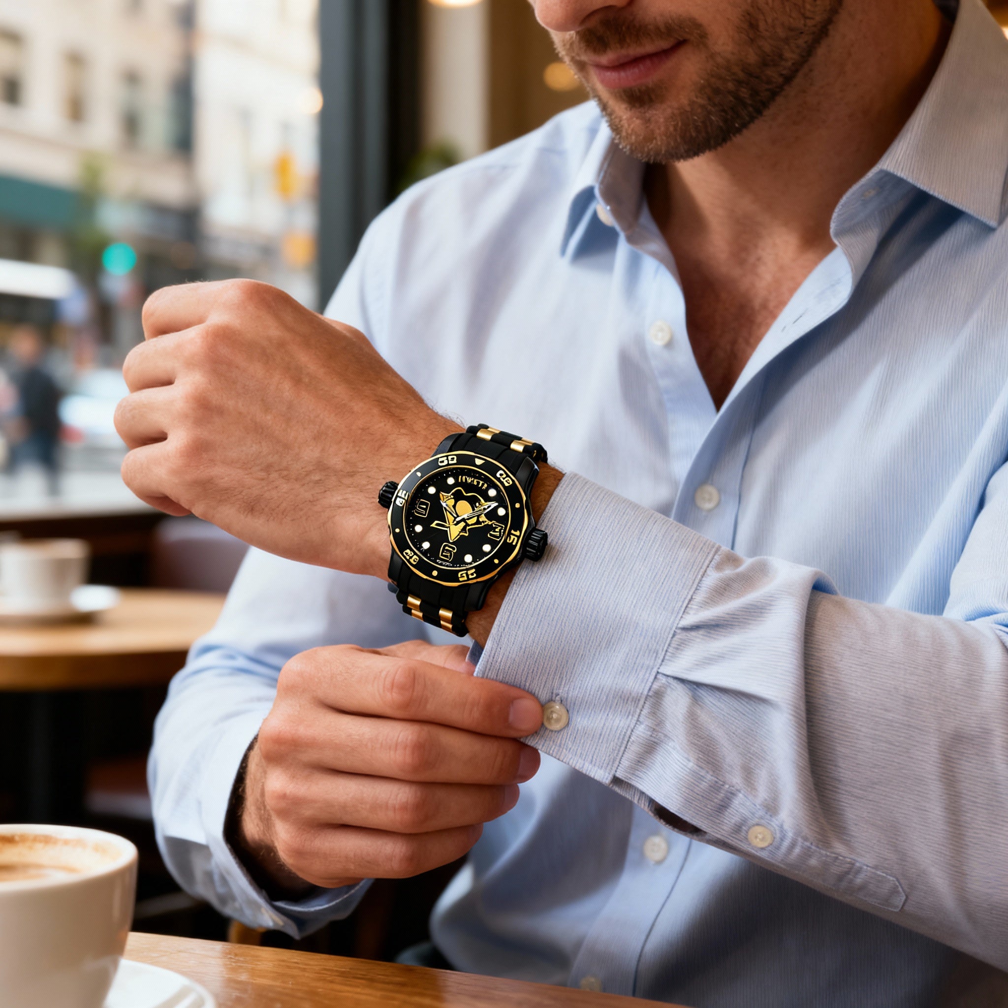 Invicta IN-42322-AMZUK Men's NHL Pittsburgh Penguins Blue & Silver-Tone Stainless Steel Quartz Water Resistant Watch 38mm, Photo 4