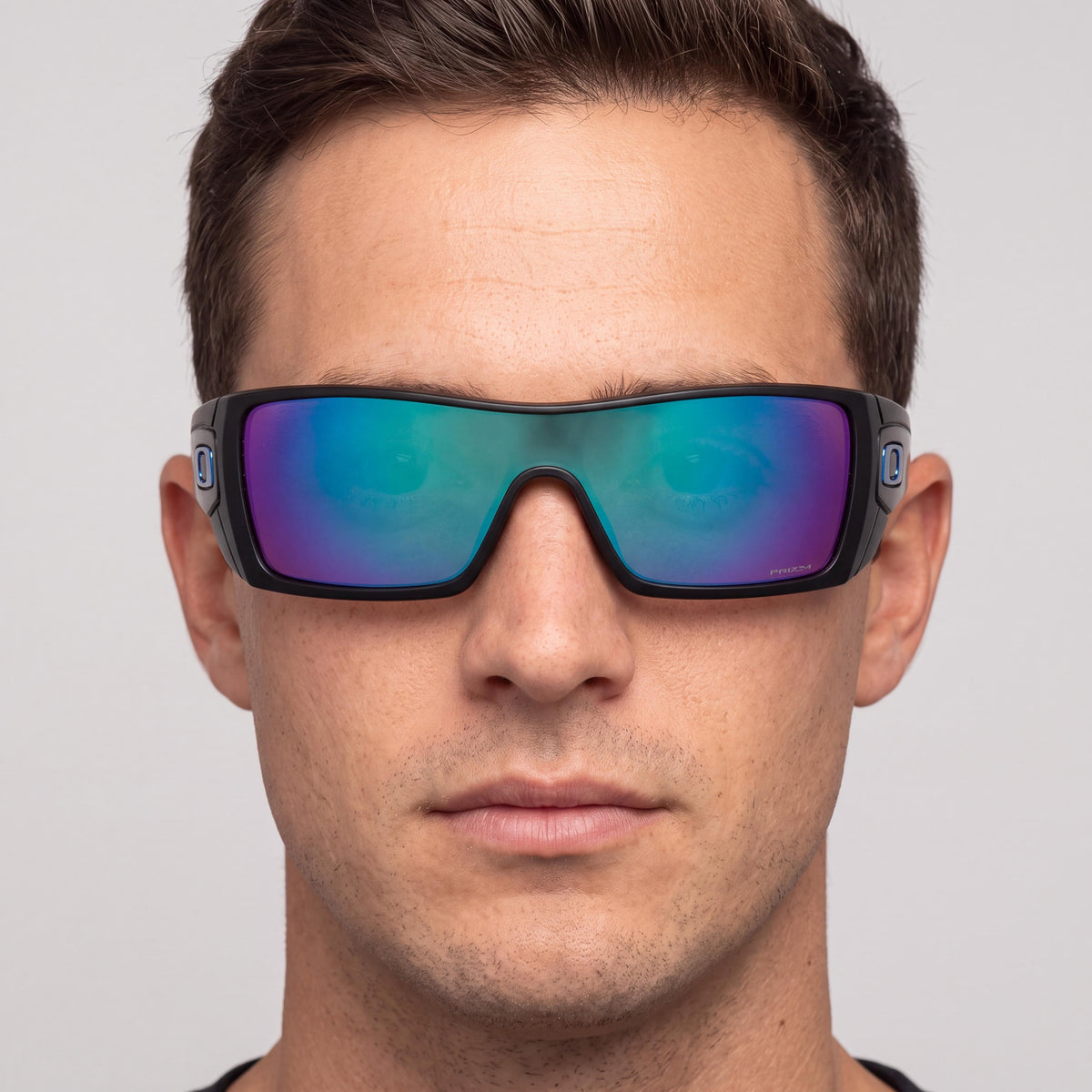 Oakley OO9101 Men's Rectangle Sunglasses, Polished Black & Prizm Sapphire, Multi-coloured Non-Polarized UV Protected, 127mm, Photo 4