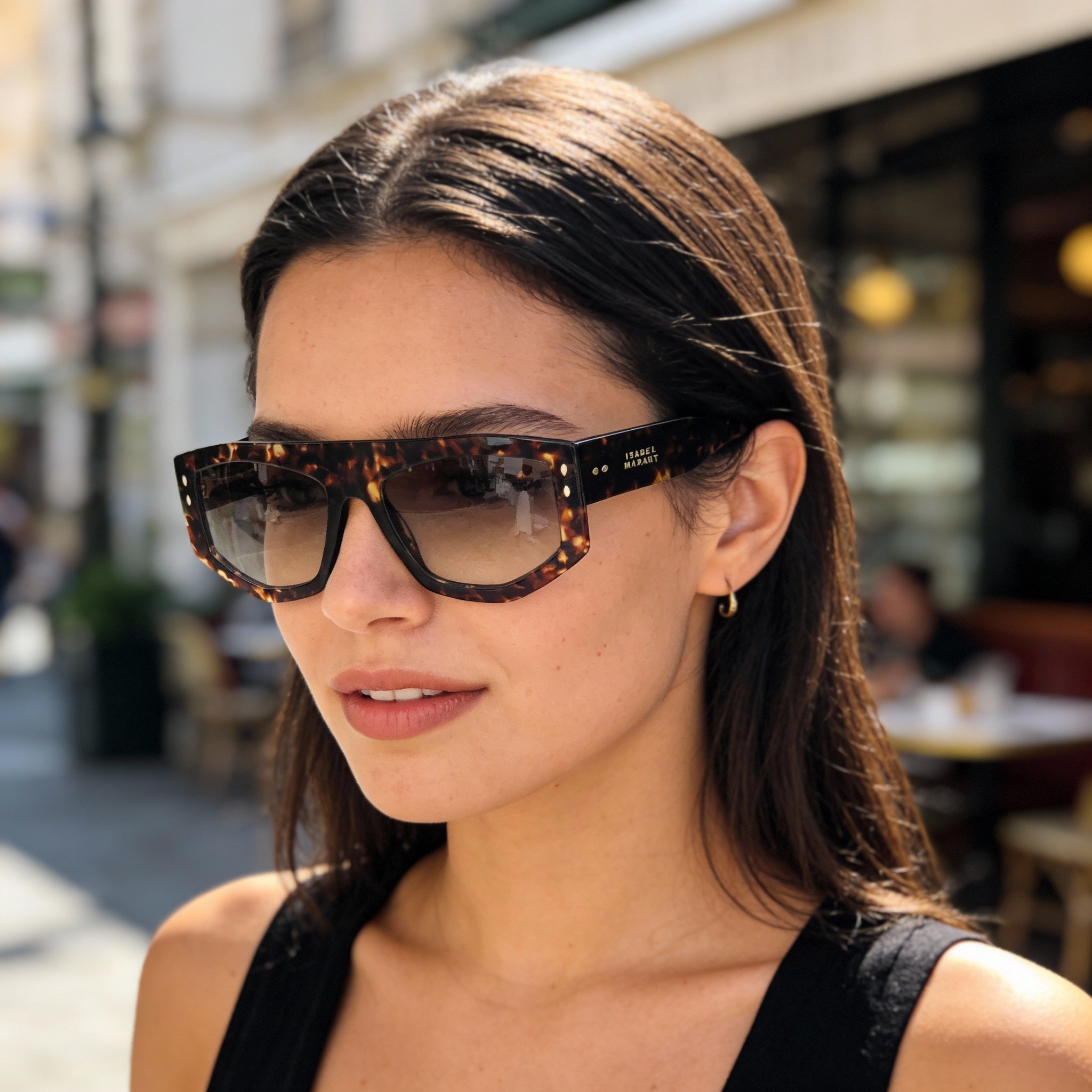 Gafas de sol Isabel Marant para mujer, modernas, de acetato, ligeras, con montura de acetato color Habana y protección UV 400, 56-18-145, Photo 6