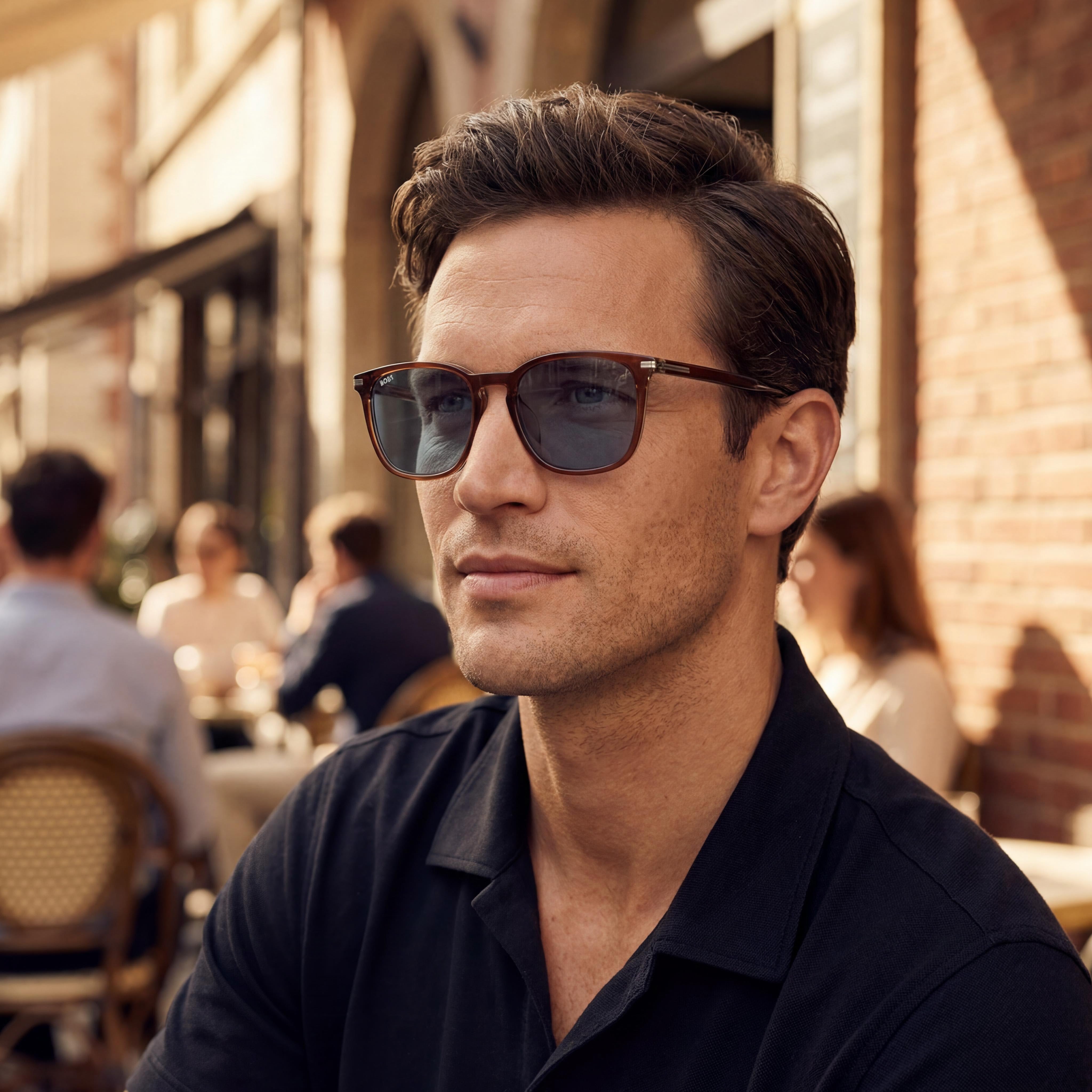 Hugo Boss Men’s Boss 1668/F/Sk Brown Acetate Blue Non-Polarized 100% UV Protection Sunglasses 56mm, Photo 6