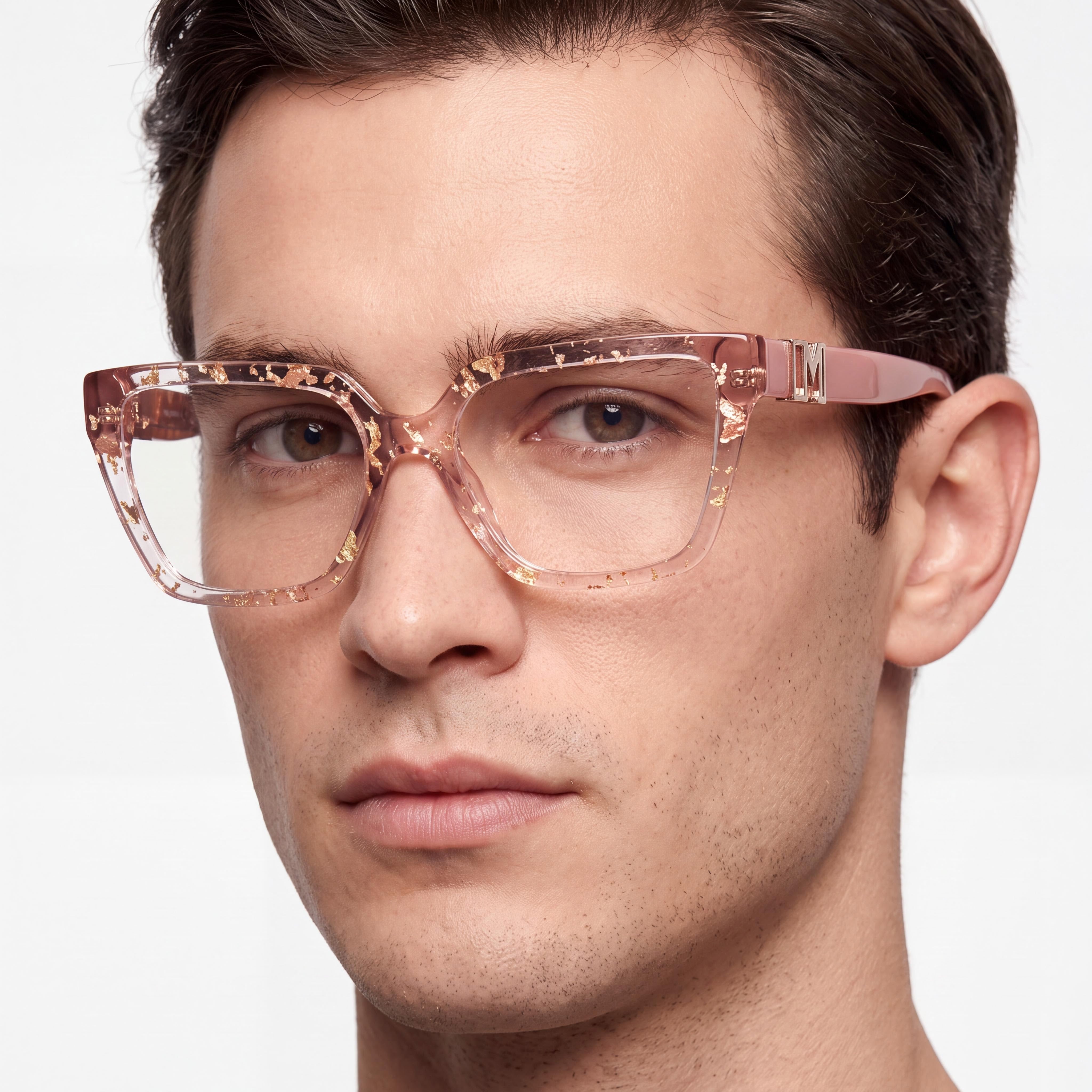 Gafas GUESS by Marciano para Hombre, Montura de Plástico Brillante Rosa Claro, Lentes Claras (no de Policarbonato) de 54mm, Photo 4