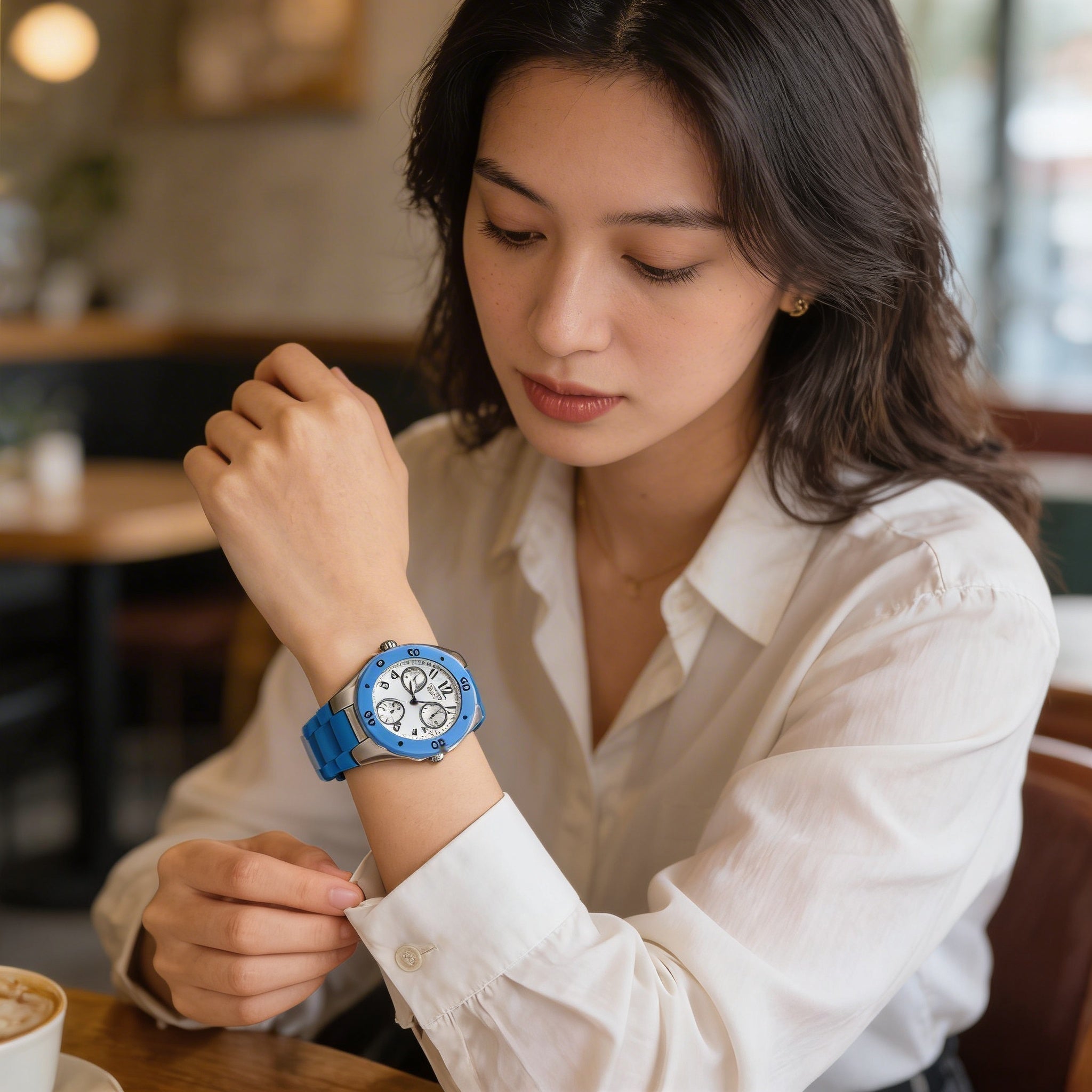 Reloj Invicta Angel IN-18795-AMZUK para mujer, de cuarzo japonés, con fecha y día, correa de silicona y acero inoxidable azul claro y blanco, 38 mm, Photo 3