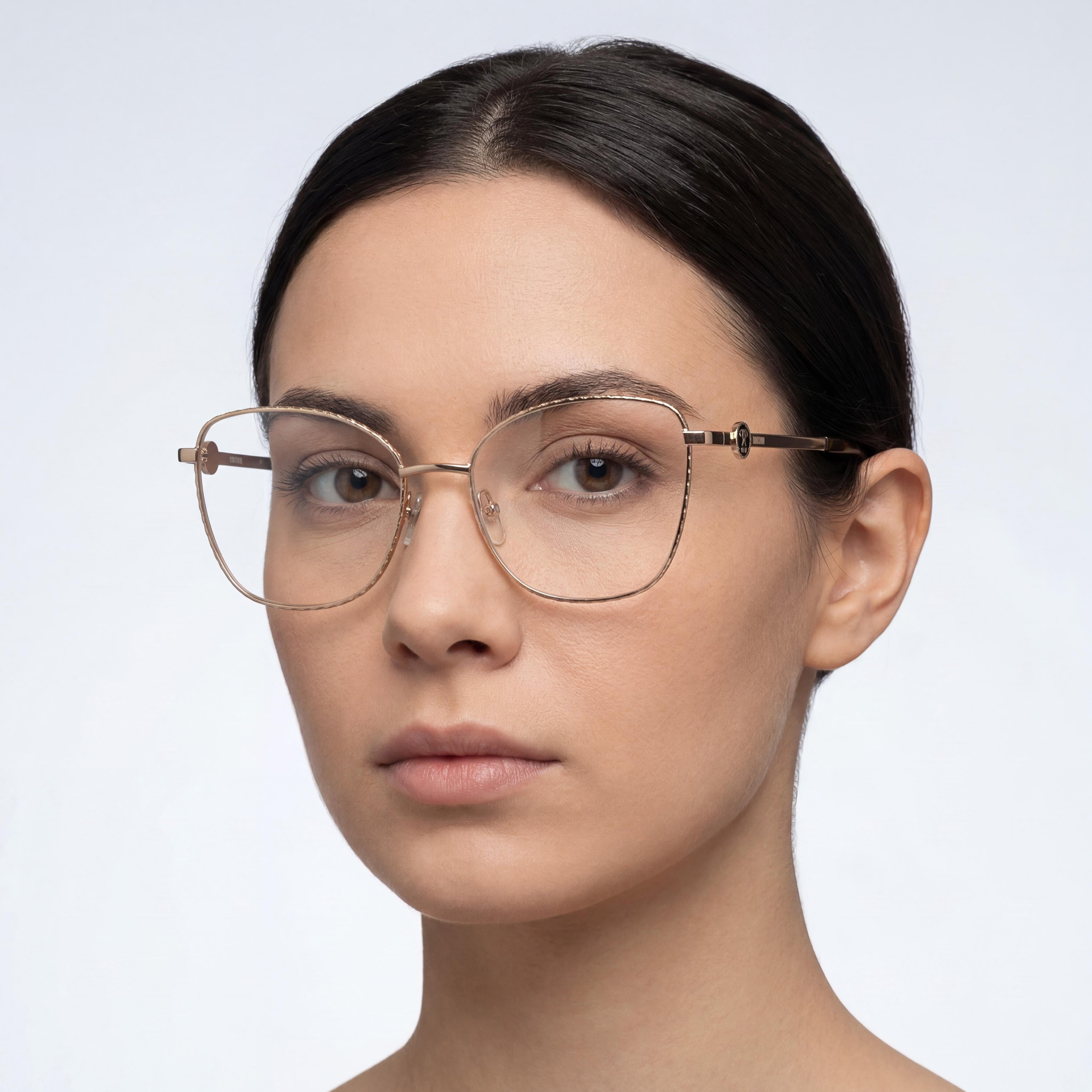 Moschino MOS587 Women's Gold Copper Butterfly Metal Prescription Ready Eyeglasses with Clear Demo Polycarbonate Lenses, 53, Photo 4