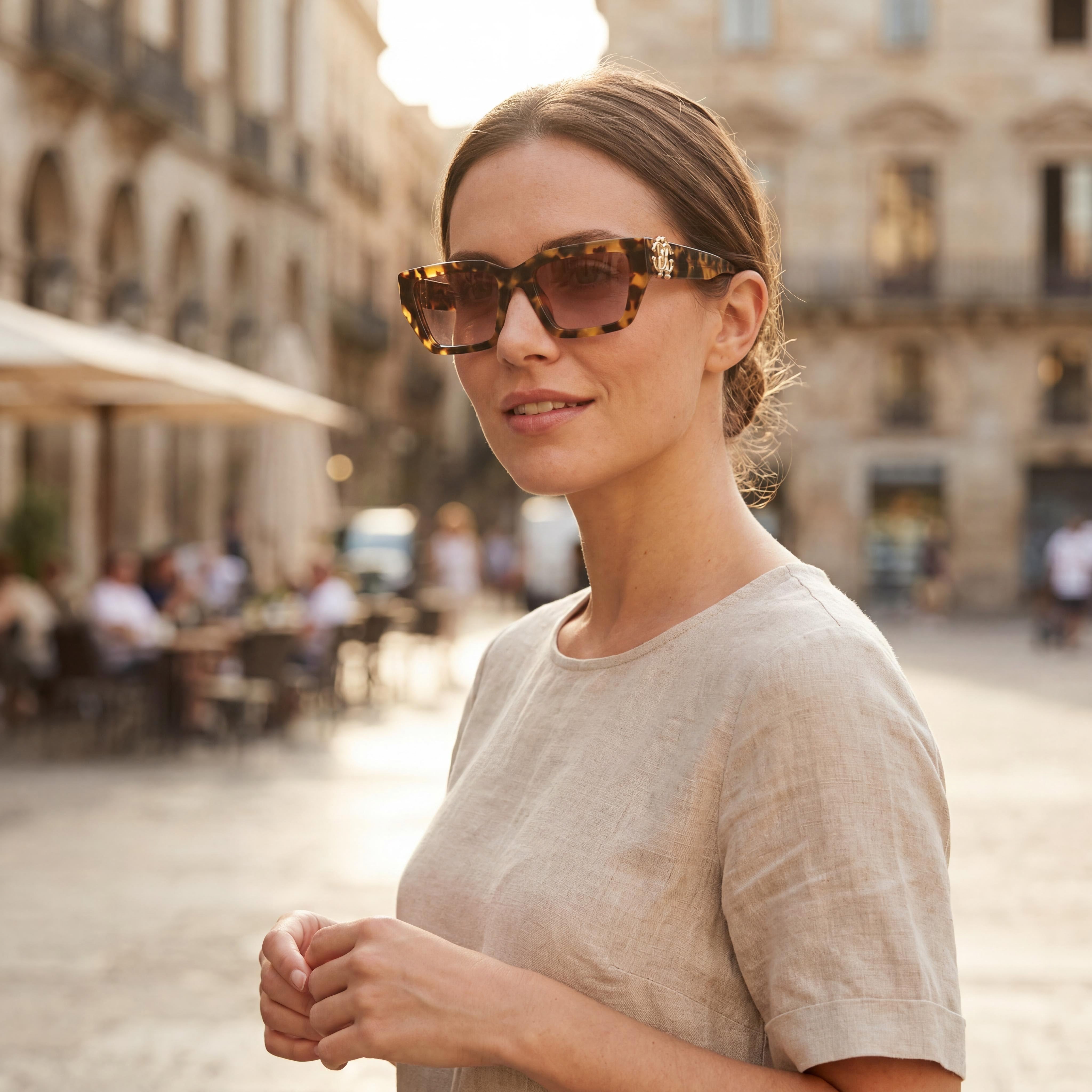Gafas de sol Just Cavalli Modern de acetato no polarizadas para mujer con montura brillante Habana Vintage 55 mm, Photo 6