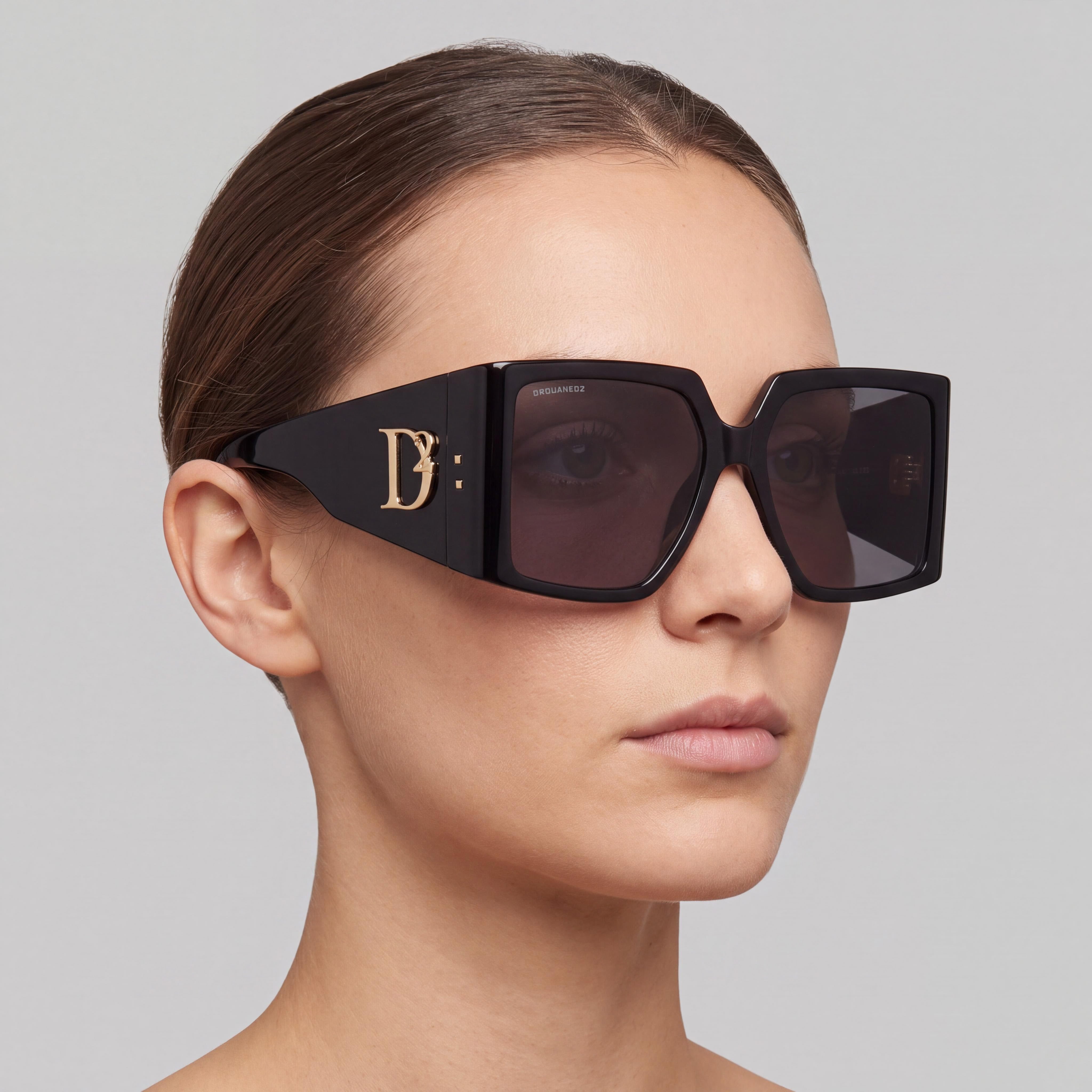 DSQUARED2 D2 0096/S Women's Casual Acetate Black Grey Frame Grey Lens Non-Polarized Sunglasses 56mm, Photo 4