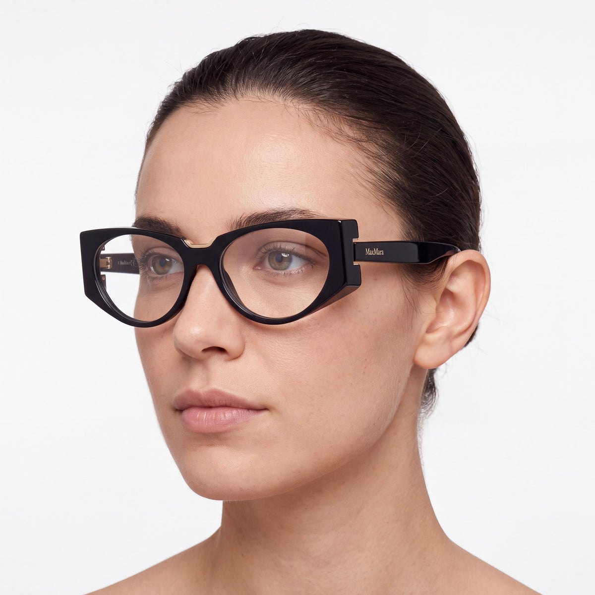 MaxMara MM5158 Women's Shiny Black Eyeglasses Frame, Lens Width 54mm, Bridge Width 16mm, Temple Length 140mm, Photo 4