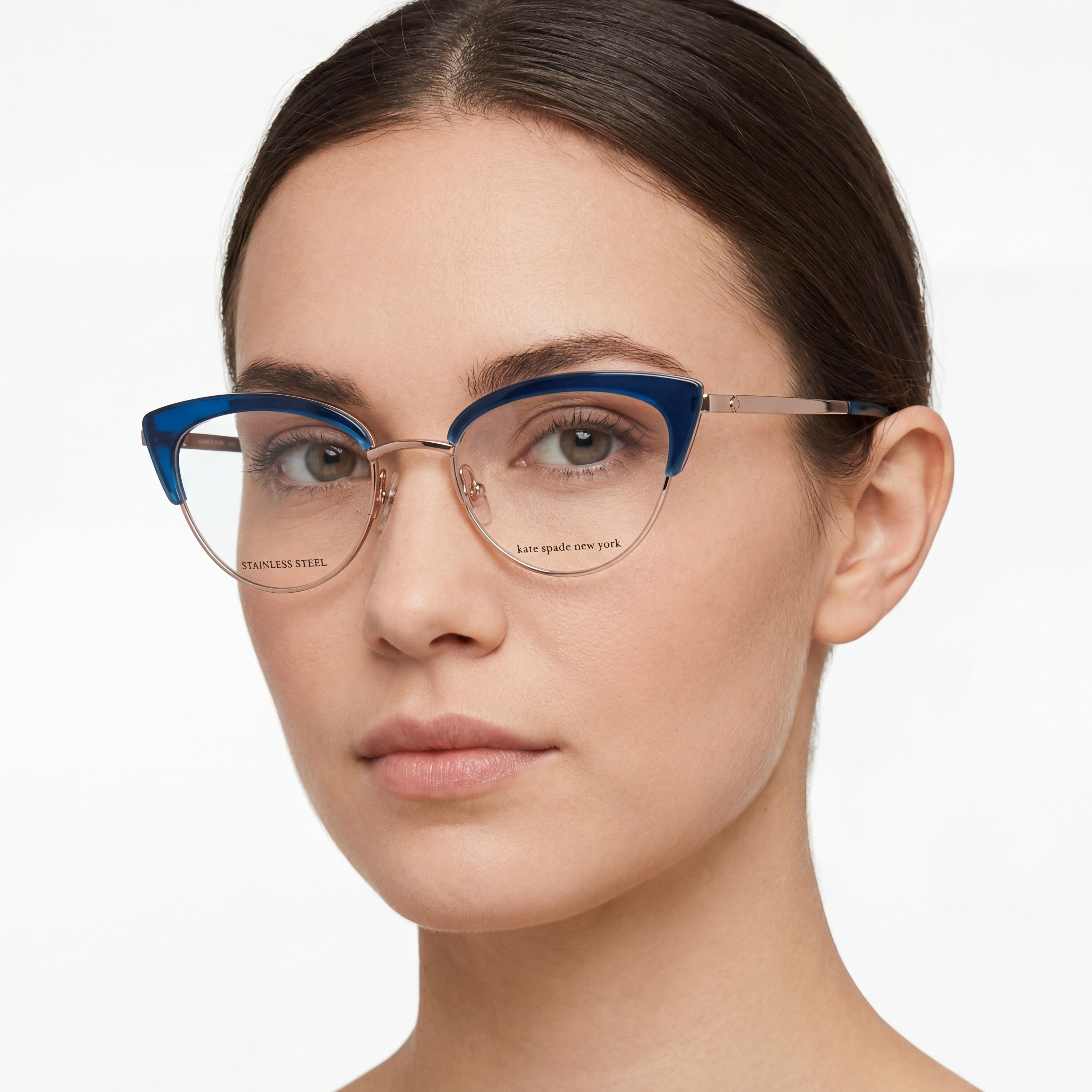 kate spade new york Jailyn Gafas de Metal Cat Eye de Moda para Mujer Armazón Azul/Dorado, Lente de 50 mm, Puente de 18 mm, Patilla de 140 mm, Photo 4