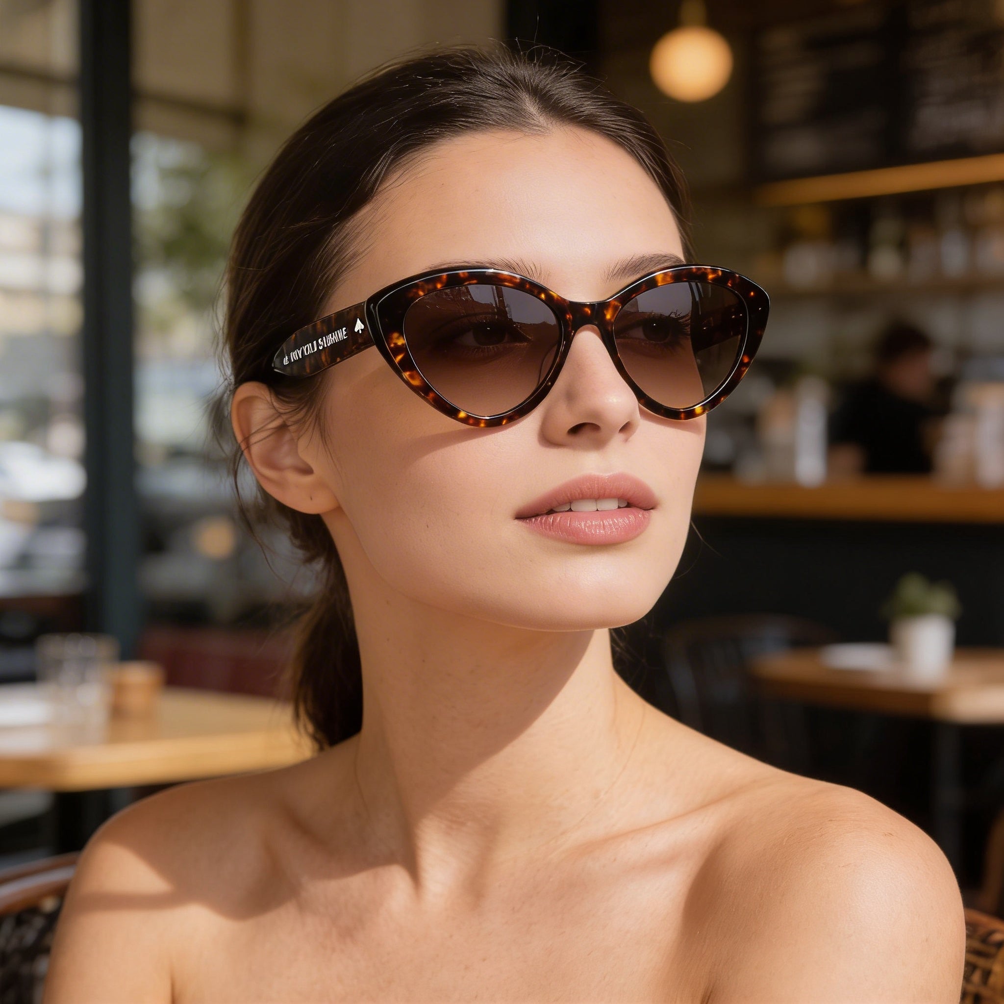 Gafas de sol clásicas kate spade new york para mujer, montura habana de acetato, lente degradada en tono marrón, 55mm, Photo 4