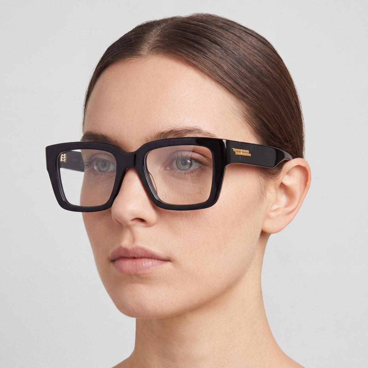 Bottega Veneta Women's Square/Rectangle Black Transparent Plastic Optical Eyeglasses Frame, 51mm Lens Width, Photo 5