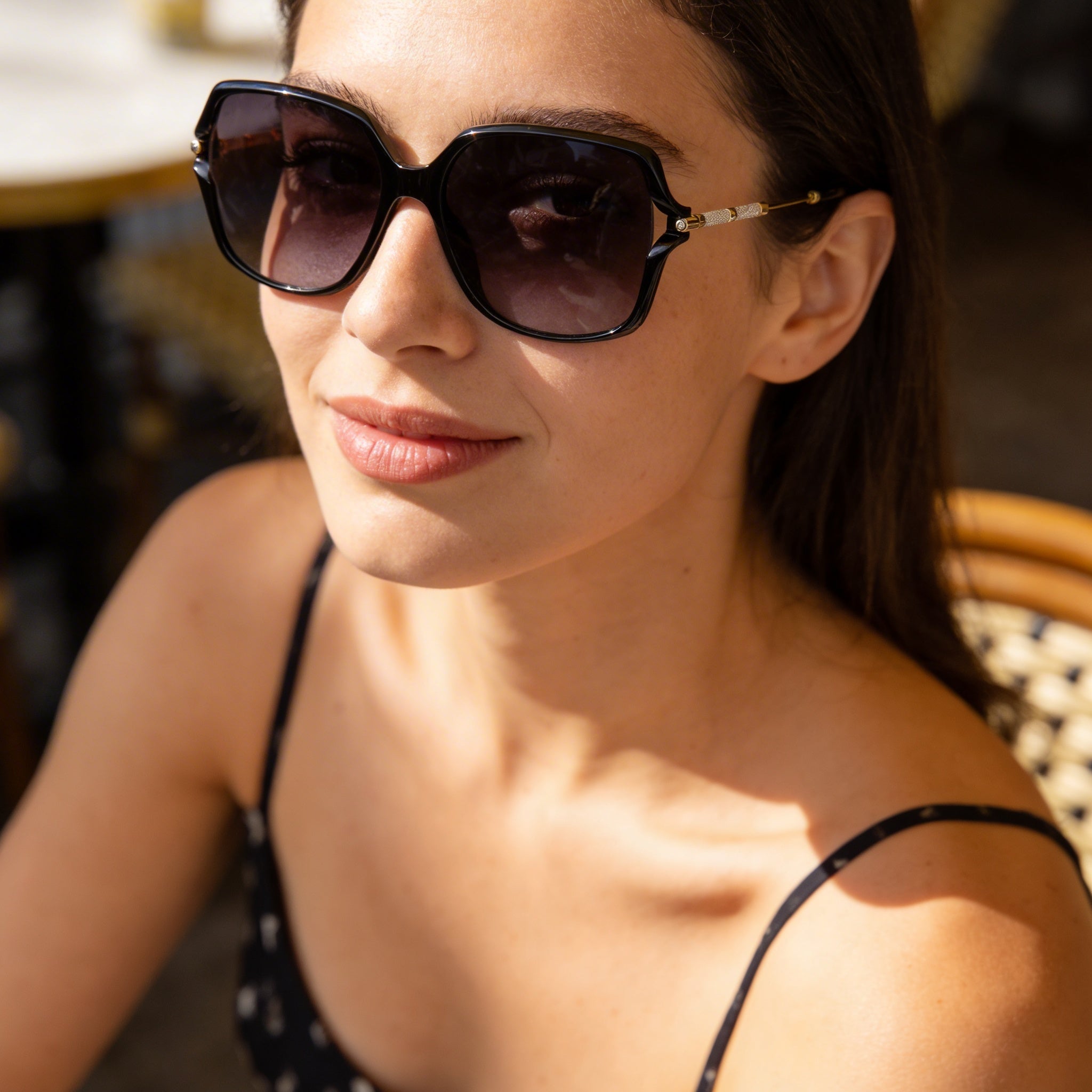 Carolina Herrera Casual Women's Black Plastic Frame Sunglasses with Dark Grey Shaded UV Protected Lenses 58mm, Photo 6