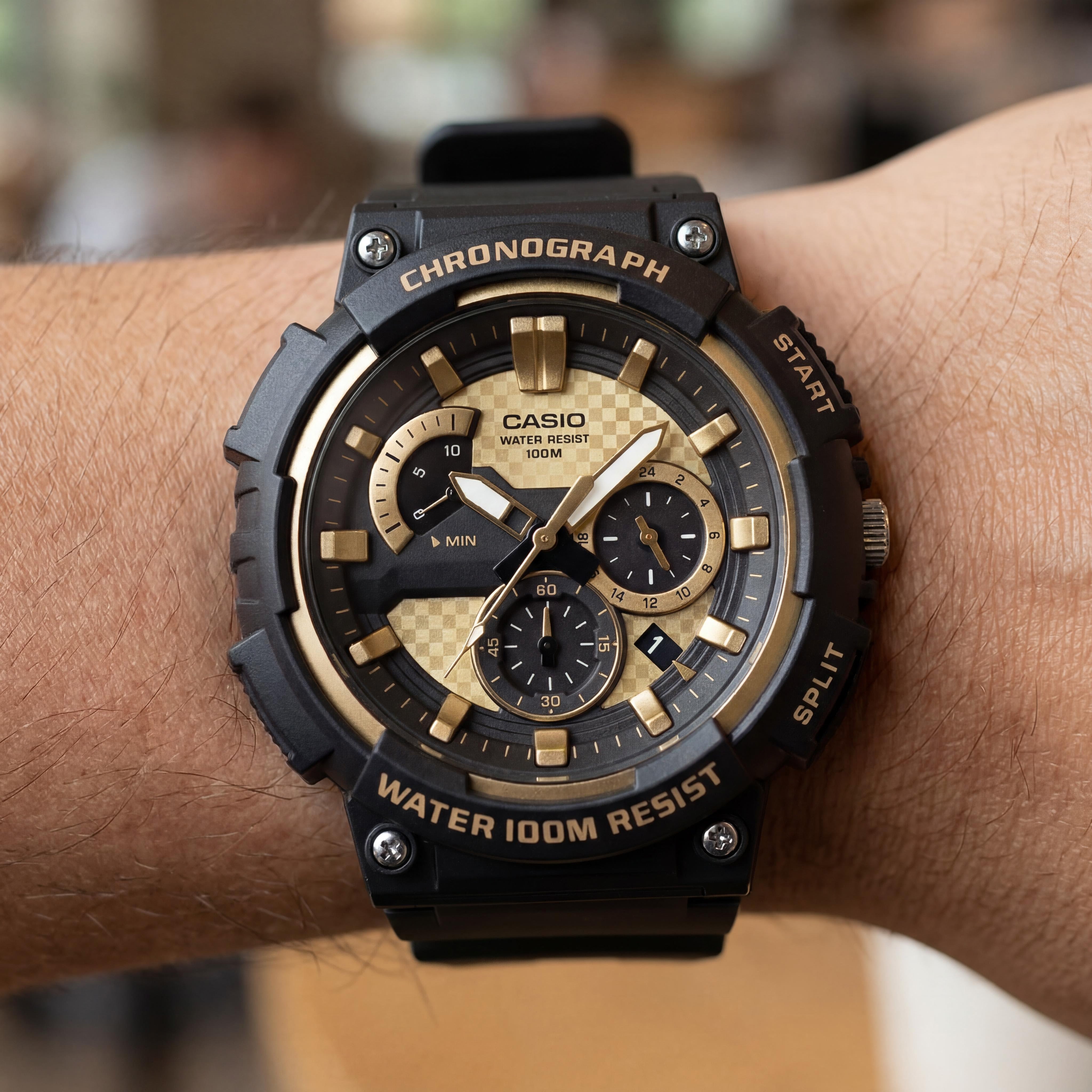 Casio MCW-200H-9AVCF Men's Black Gold Chronograph Quartz 100M Water Resistant Watch 48.5mm, Photo 4