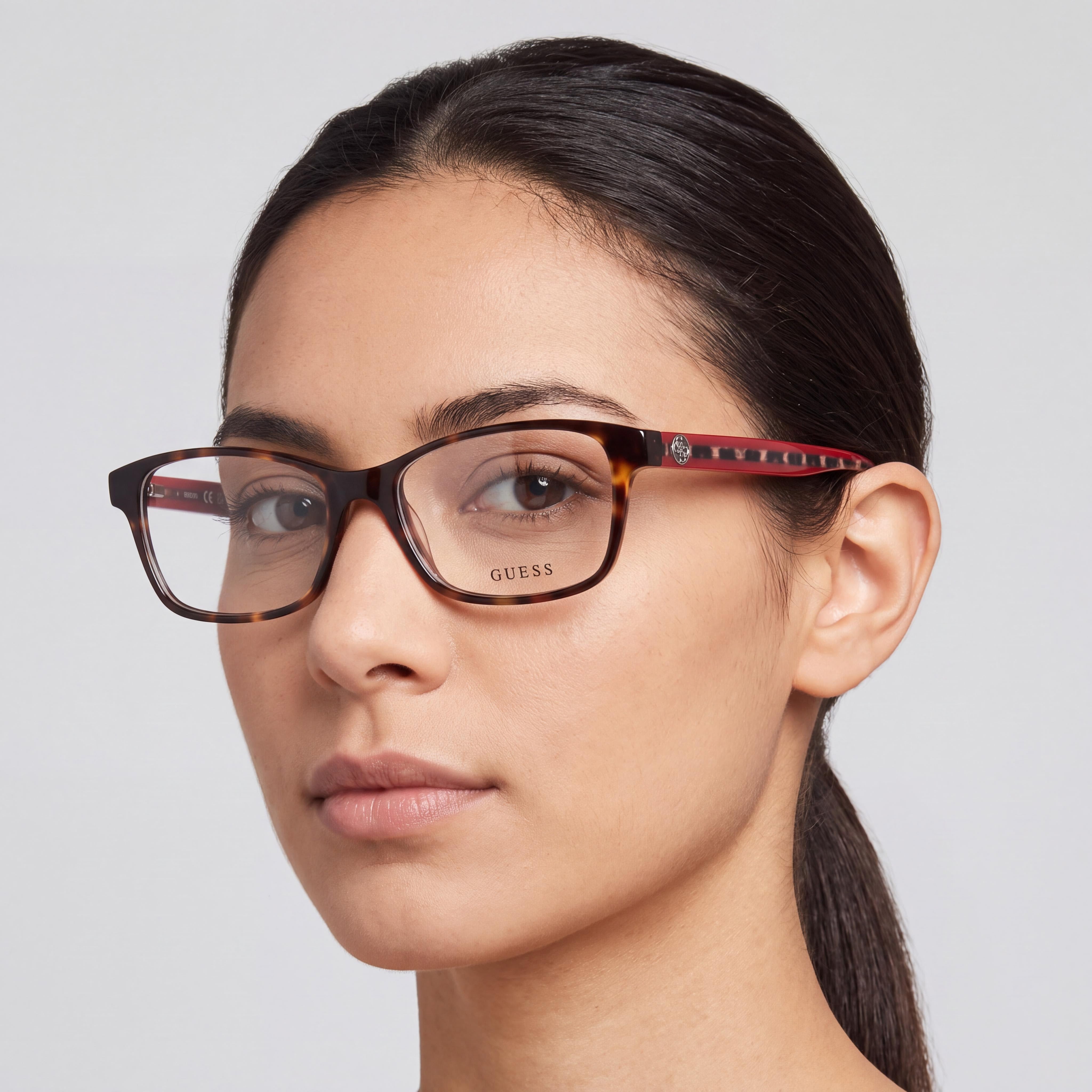 GUESS GU2874 Classic Women's Plastic Frame Dark Havana Animal Print Eyeglasses 51mm Lens Width, Photo 3