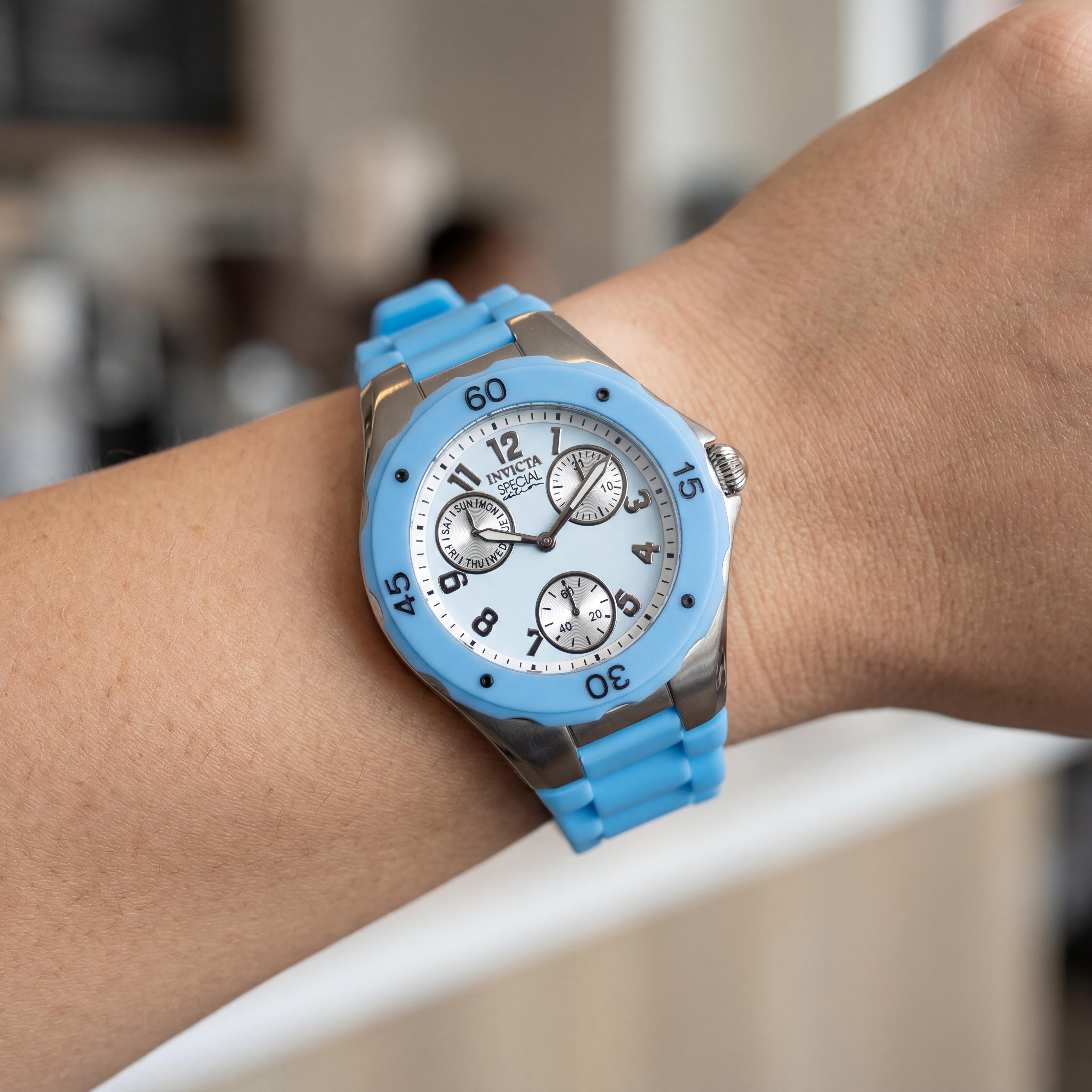Invicta Women's Angel IN-18795 Japanese-Quartz 38mm Stainless Steel Watch, Light Blue and White, Photo 4