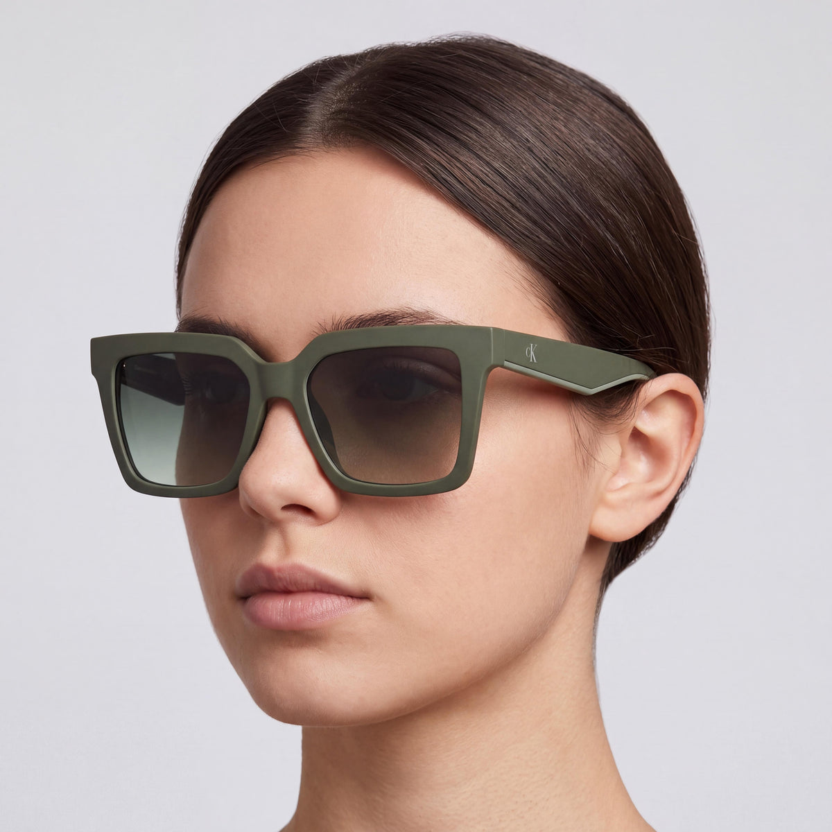 Calvin Klein Jeans Ckj25602s Unisex Rectangular Sunglasses with UV Protection, Matte Sage Plant-Based Plastic Frame, Gradient Green Lenses 54mm, Photo 4