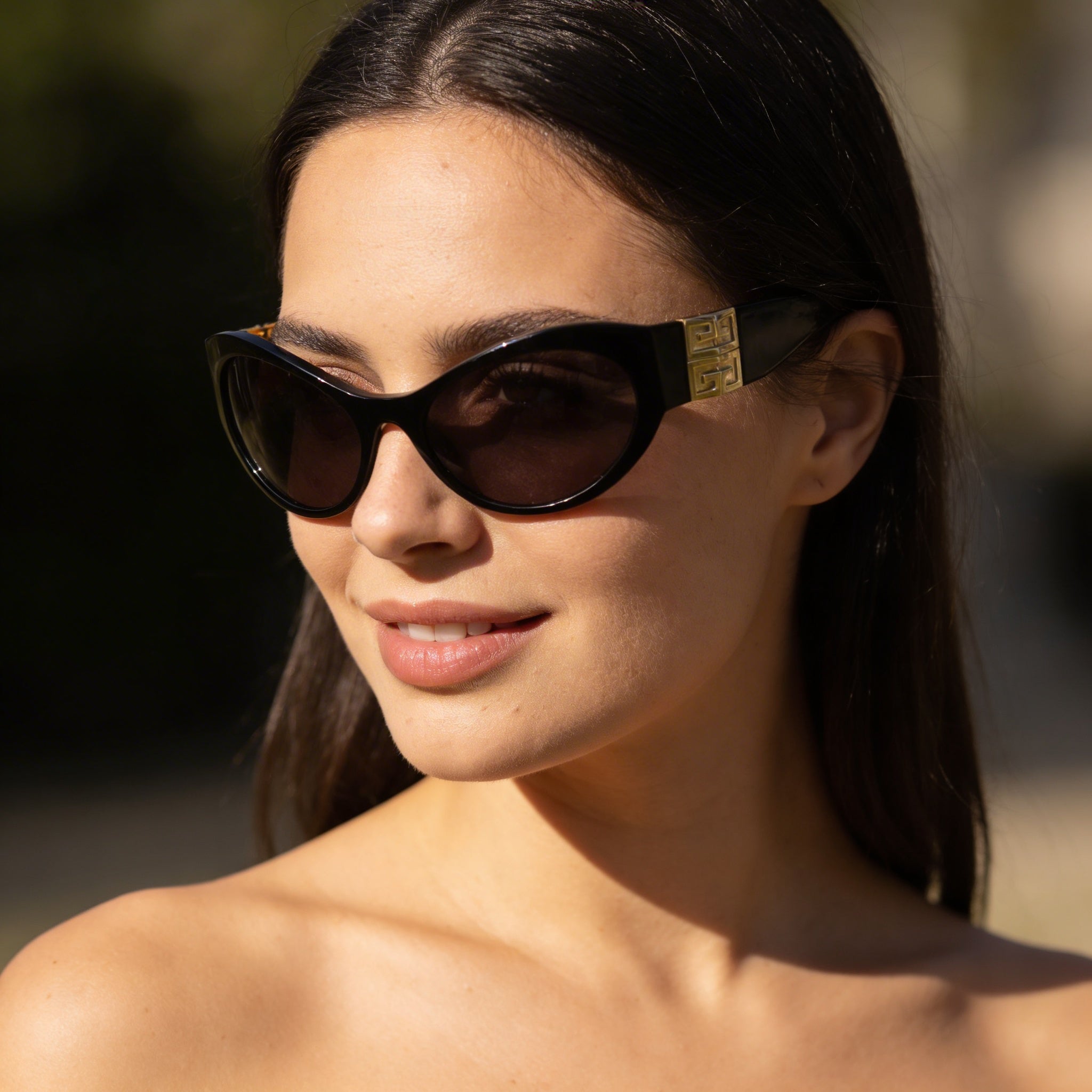 Givenchy Casual Women's Shiny Black Plastic Smoke Non-Polarized 100% UV Protection Sunglasses 63mm, Photo 4