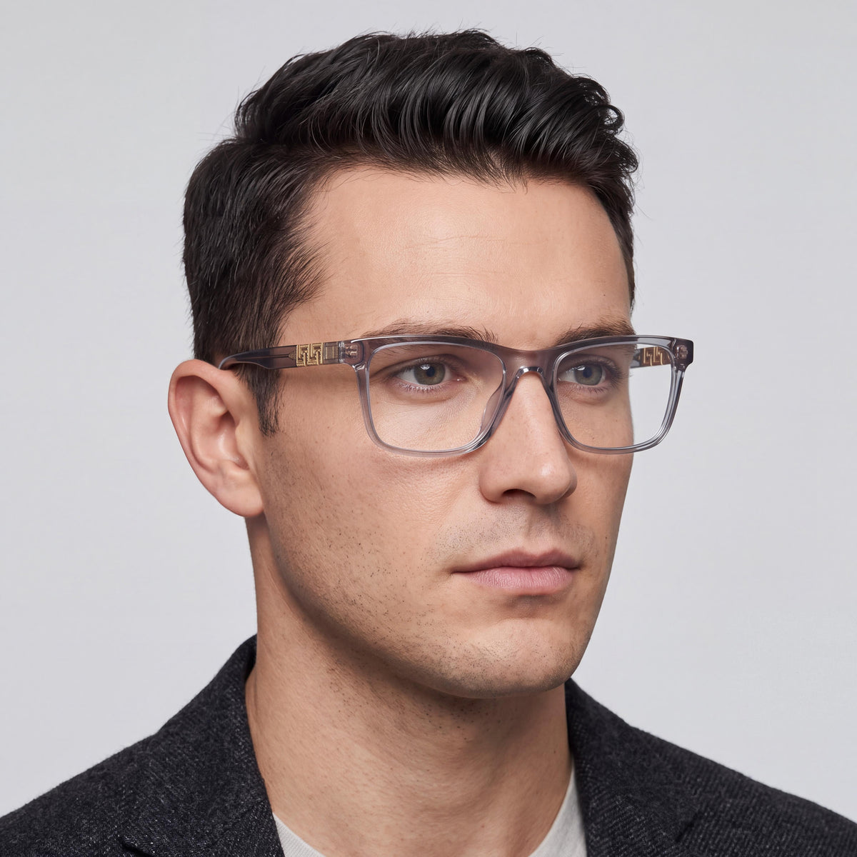 Versace Ve 3319 Men's Transparent Grey Acetate Non Polarized Optical Eyewear Frame 55/17/145, Photo 4