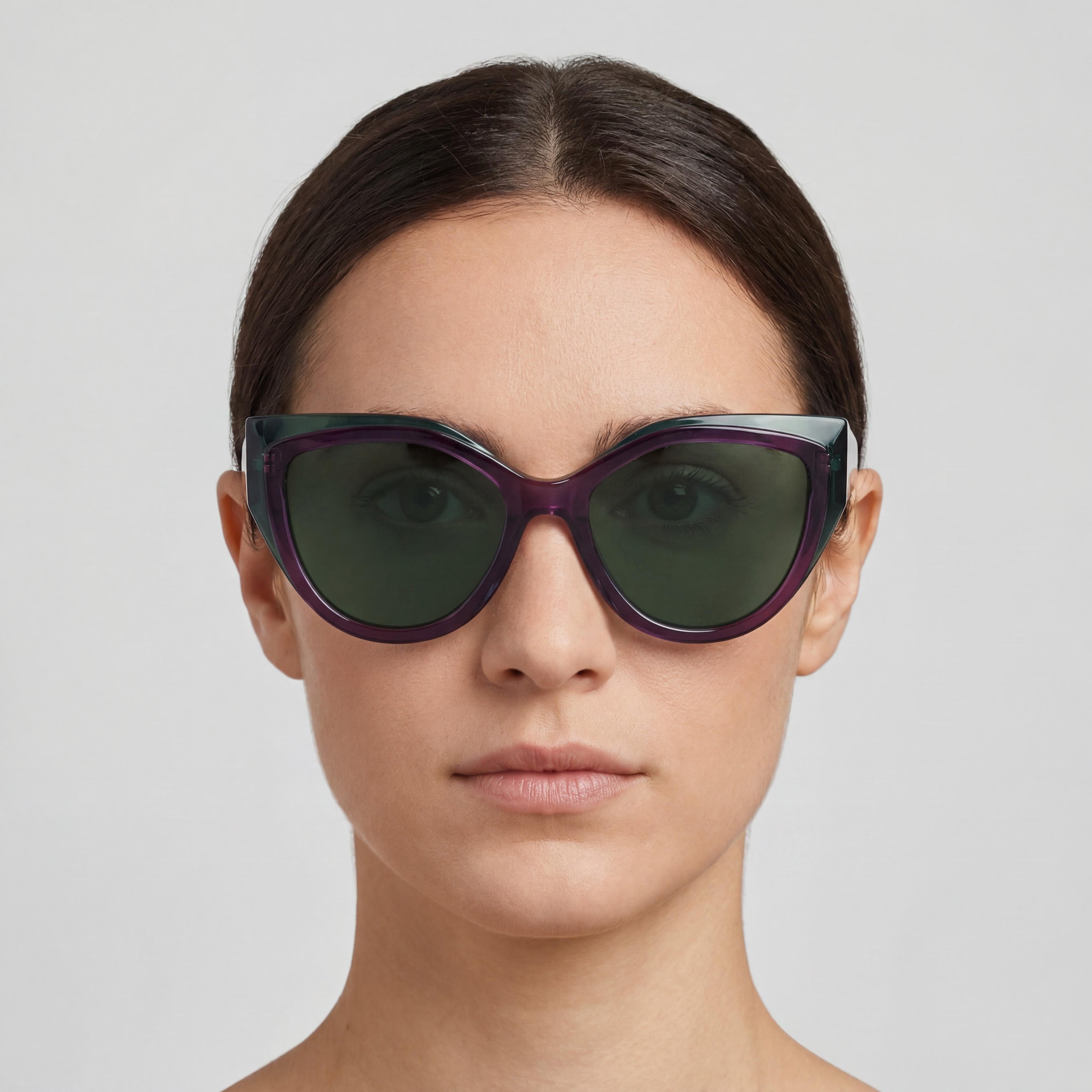 Gafas de sol Salvatore Ferragamo SF2004S Casual para mujer, de plástico transparente, color verde/violeta, protección UV de 53 mm, Photo 4