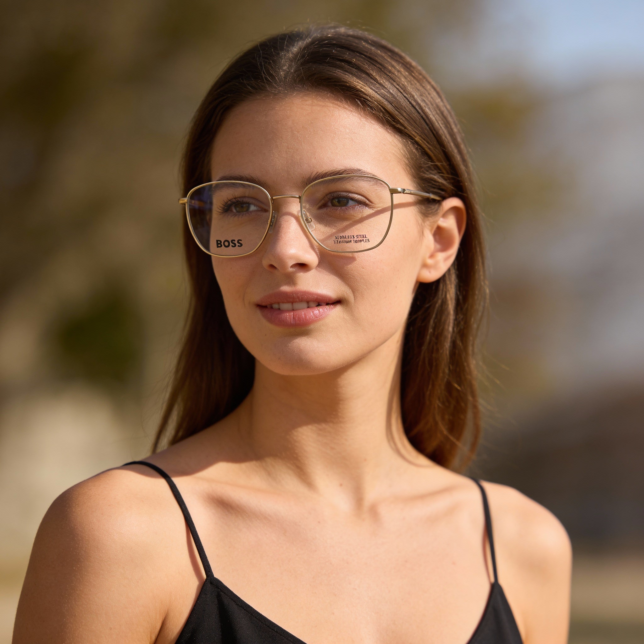 Hugo Boss 1415 Modern Unisex Metal Frame Polycarbonate Lens Non-Polarized Sunglasses Matte Gold 55mm, Photo 5