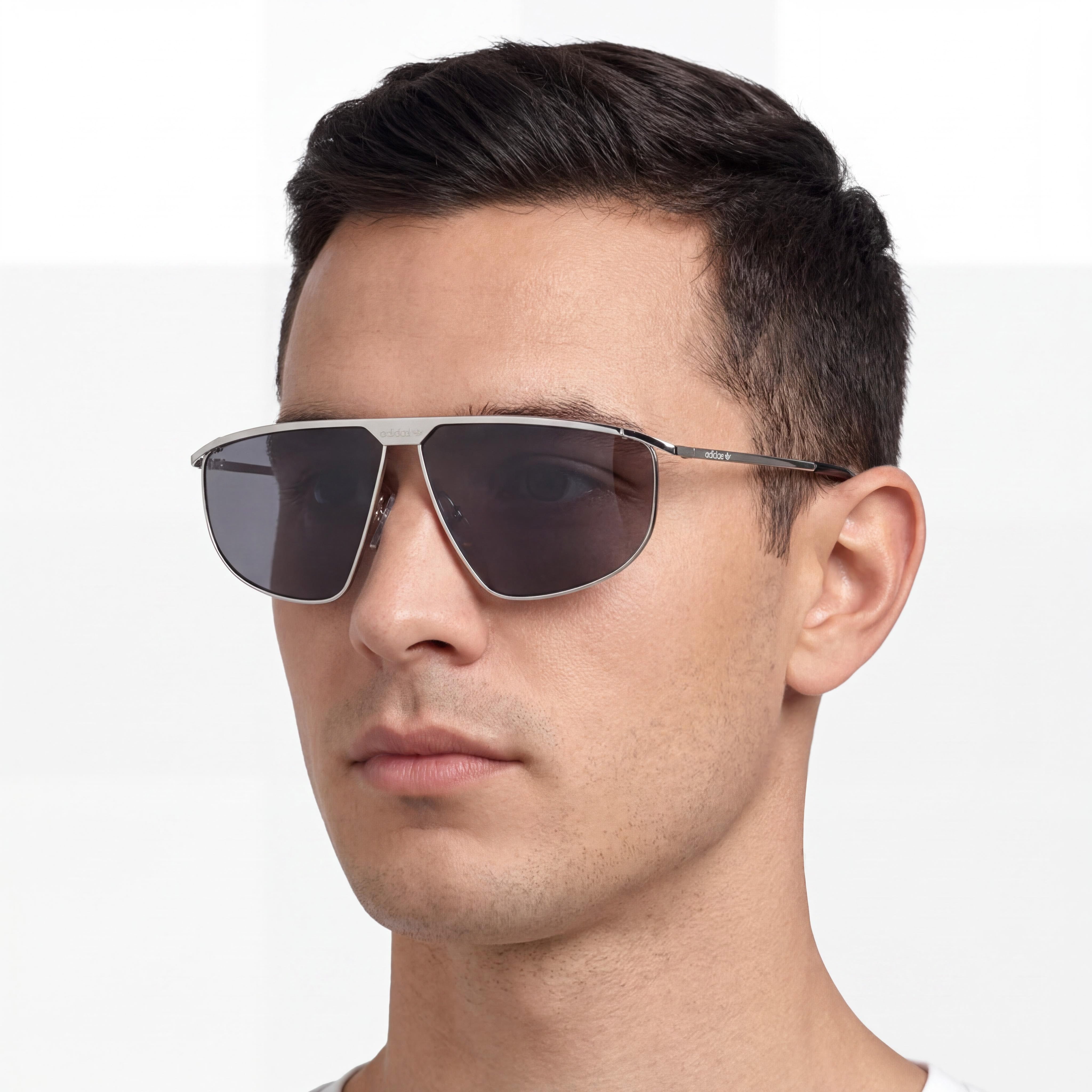 Gafas de sol de piloto de metal gris paladio Contemporaneo de hombre Adidas Originals con lentes grises y protección UV de 62 mm, Photo 5
