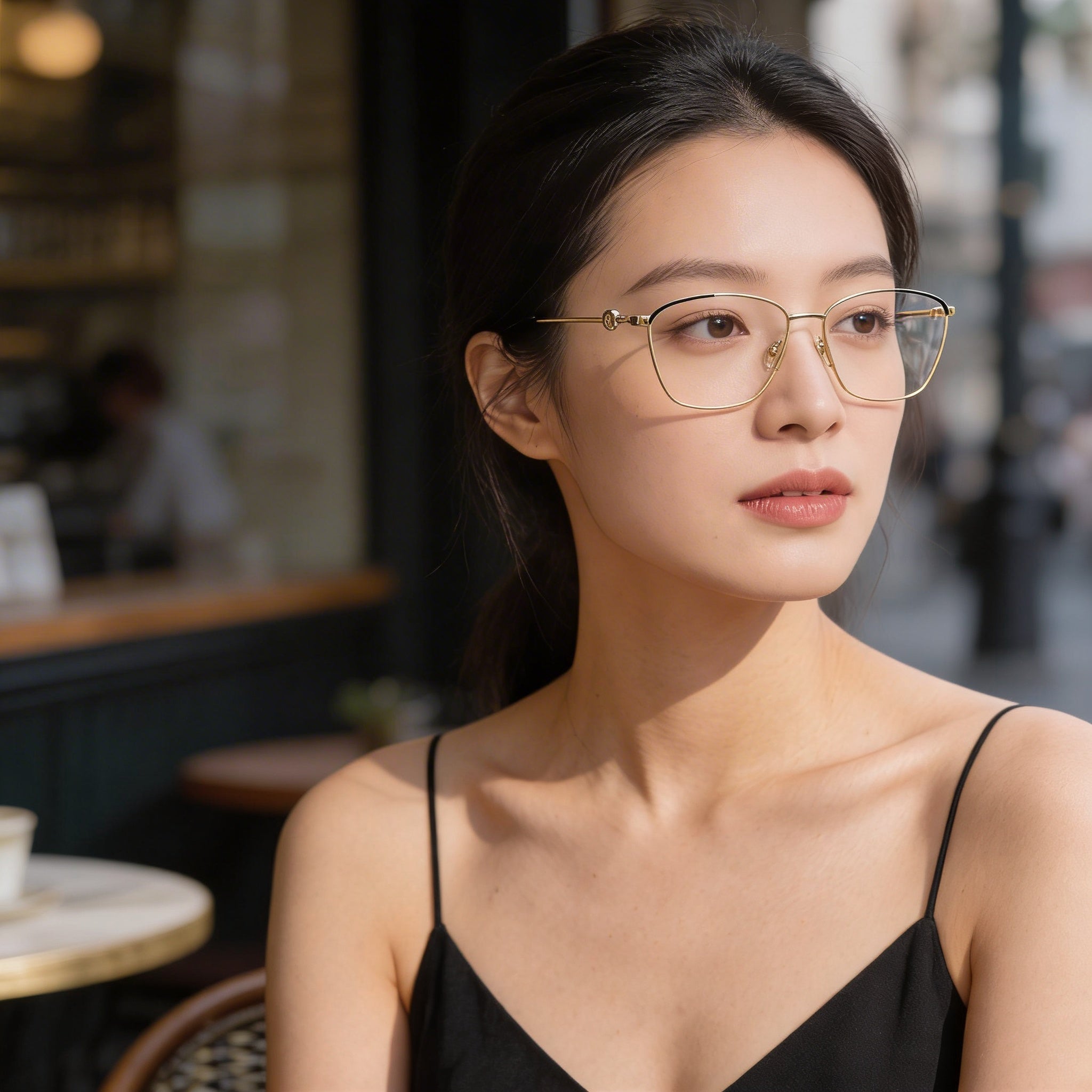 Carolina Herrera Modern Women's Full Rim Rectangular Gold Black Alloy Steel Eyeglasses Frame 57-16-145mm, Photo 4