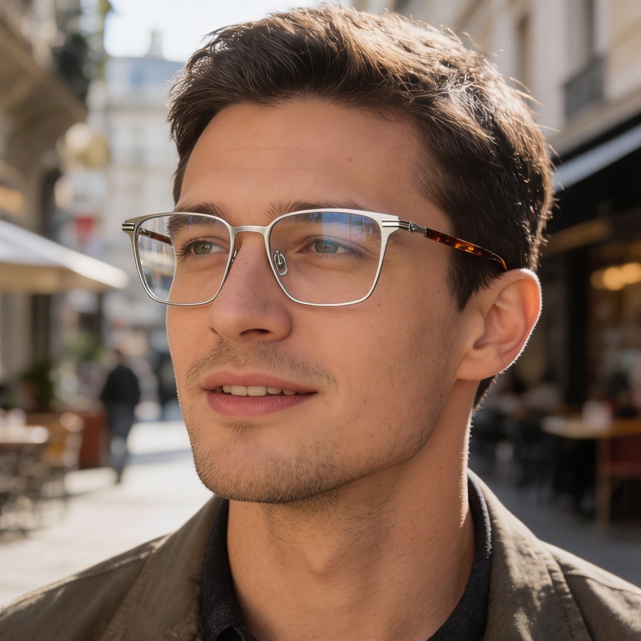 Lacoste Casual Men’s Eyeglasses with Silver Acetate Frame and Transparent Polycarbonate Lenses 53-18-145, Photo 6