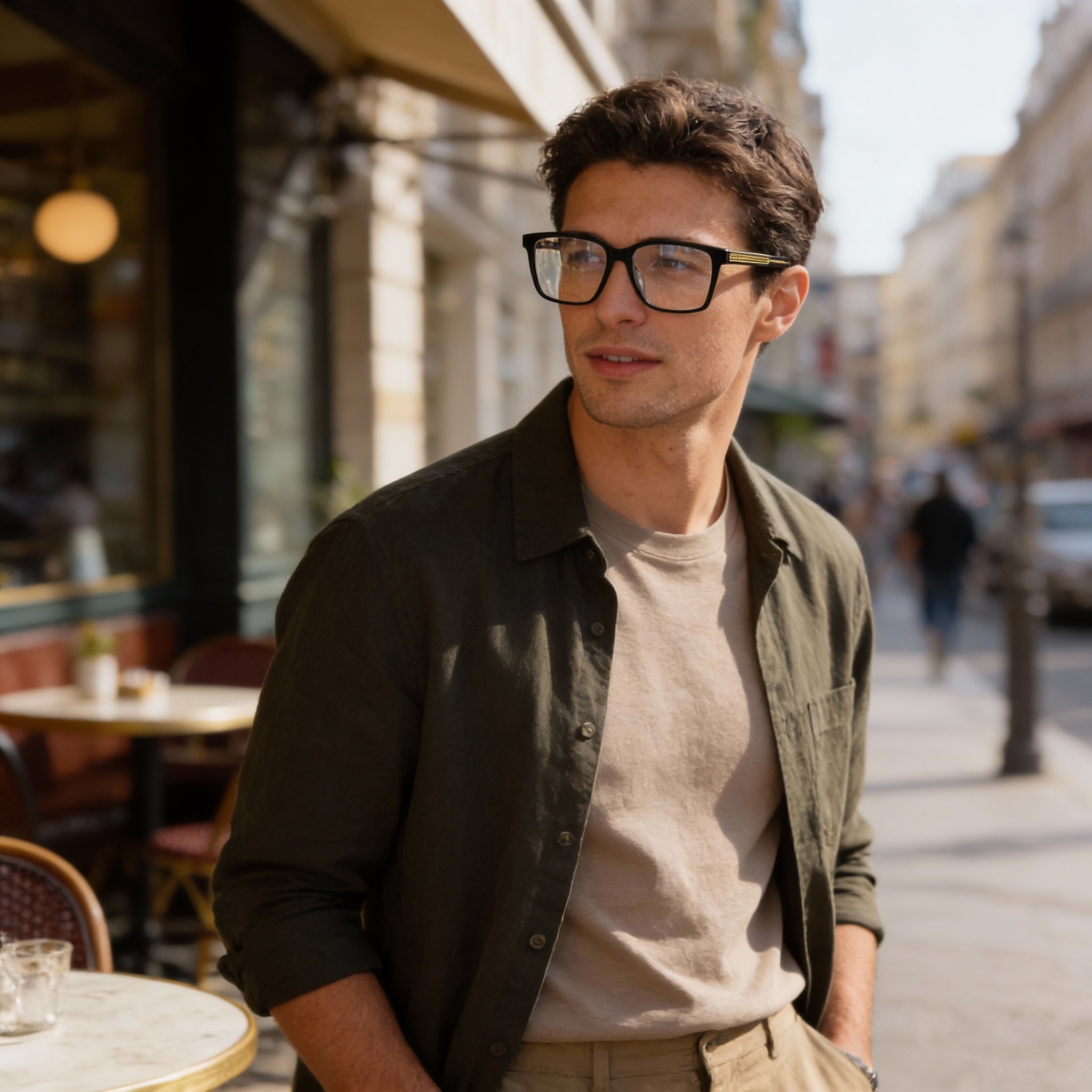 Gucci GG0385OA Men's Black Plastic Full Rim Rectangle Asian Fit Clear Lens Eyeglasses 55-16-145mm, Photo 5