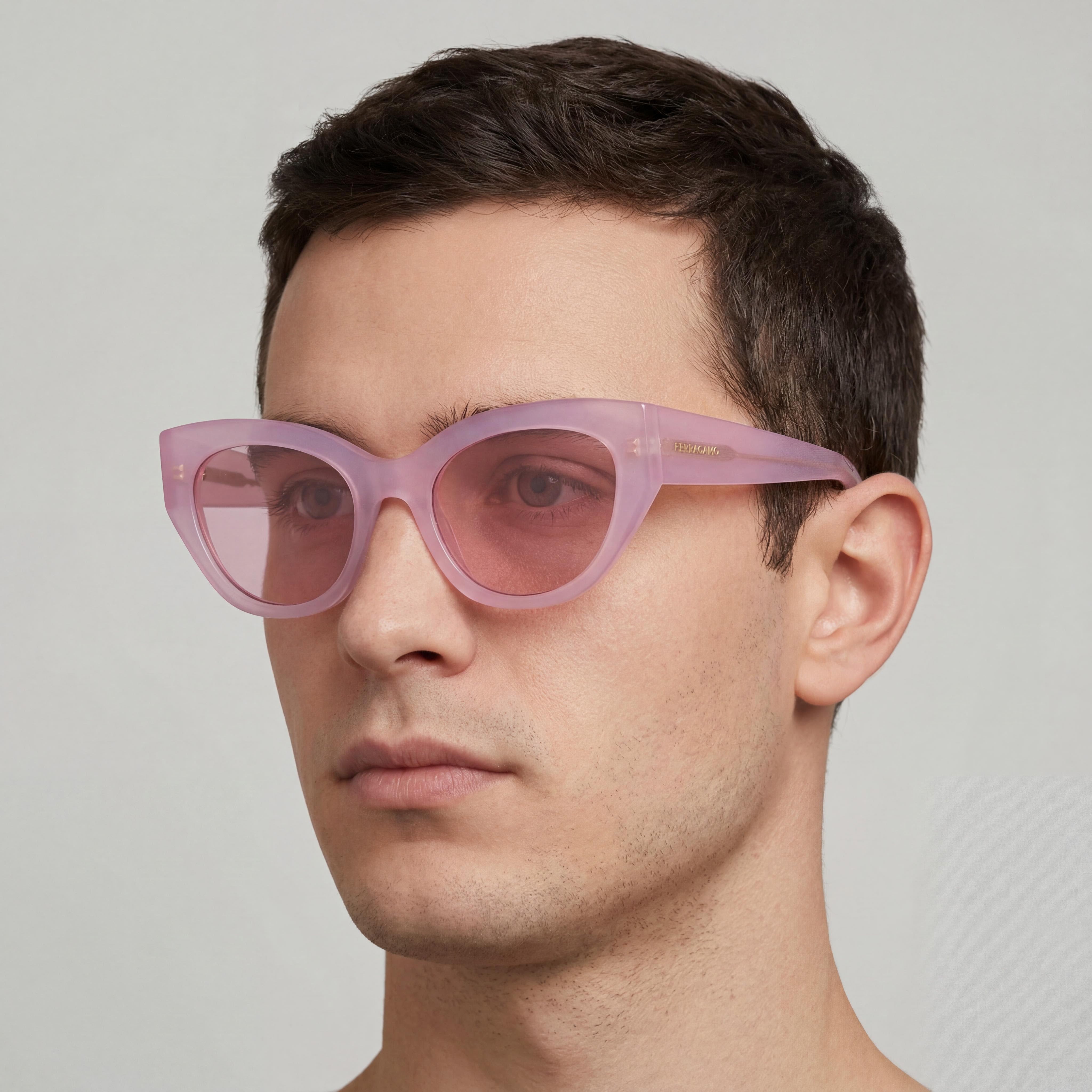 Gafas de sol deportivas unisex Salvatore Ferragamo SF1107S con montura de plástico multicolor y protección UV, lentes rosa opalino, 55 mm, Photo 5