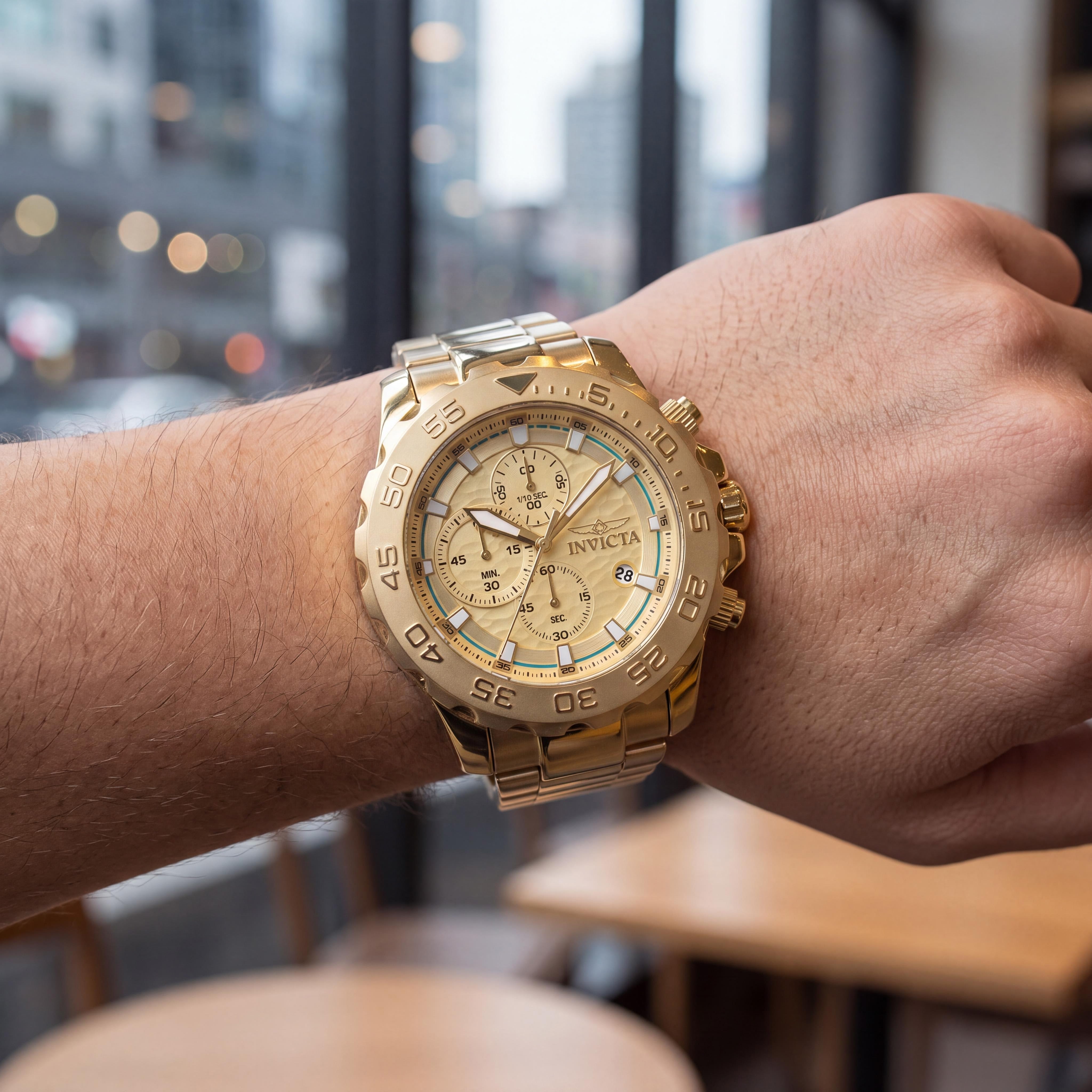 Invicta Pro Diver 50248 Men's Gold-Tone Stainless Steel Chronograph Quartz Watch 54mm Water Resistant, Photo 4