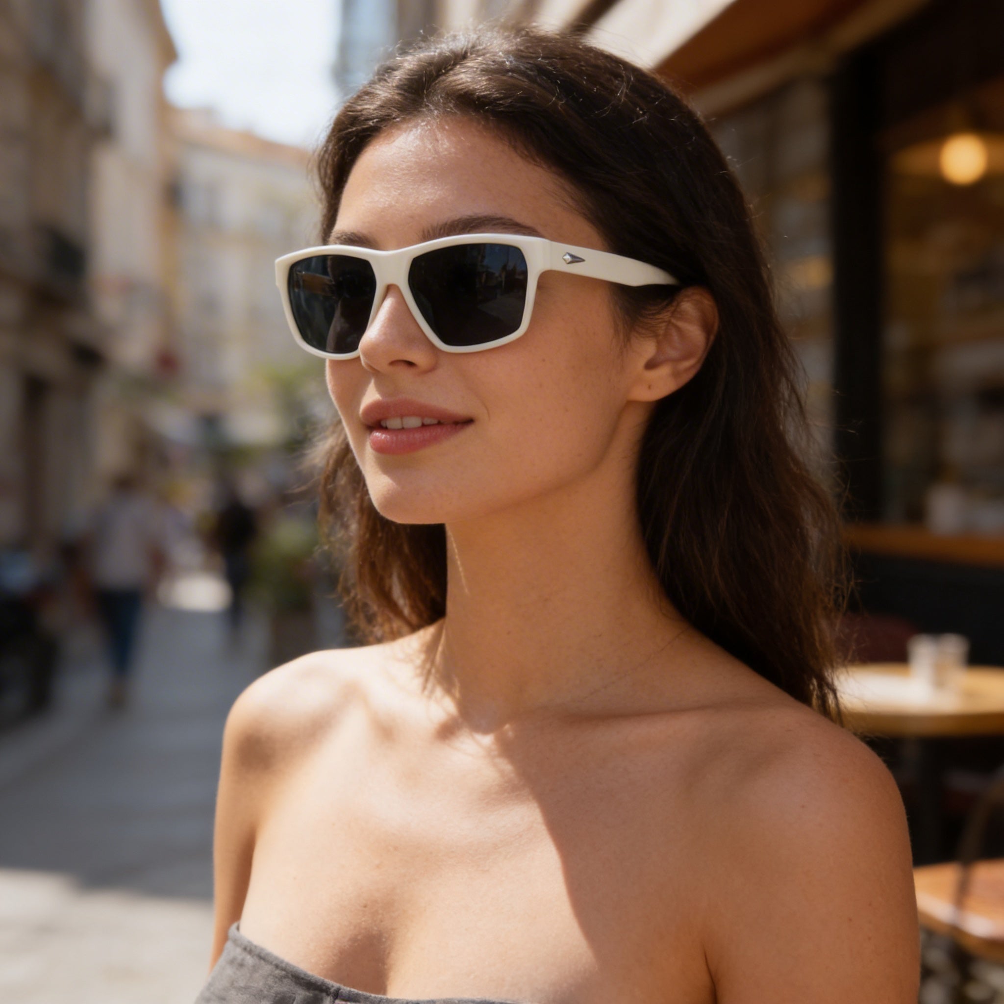 Rag & Bone Modern RNB5048/S Women's Matte White Acetate Sunglasses, 58mm Lens Width, Photo 6