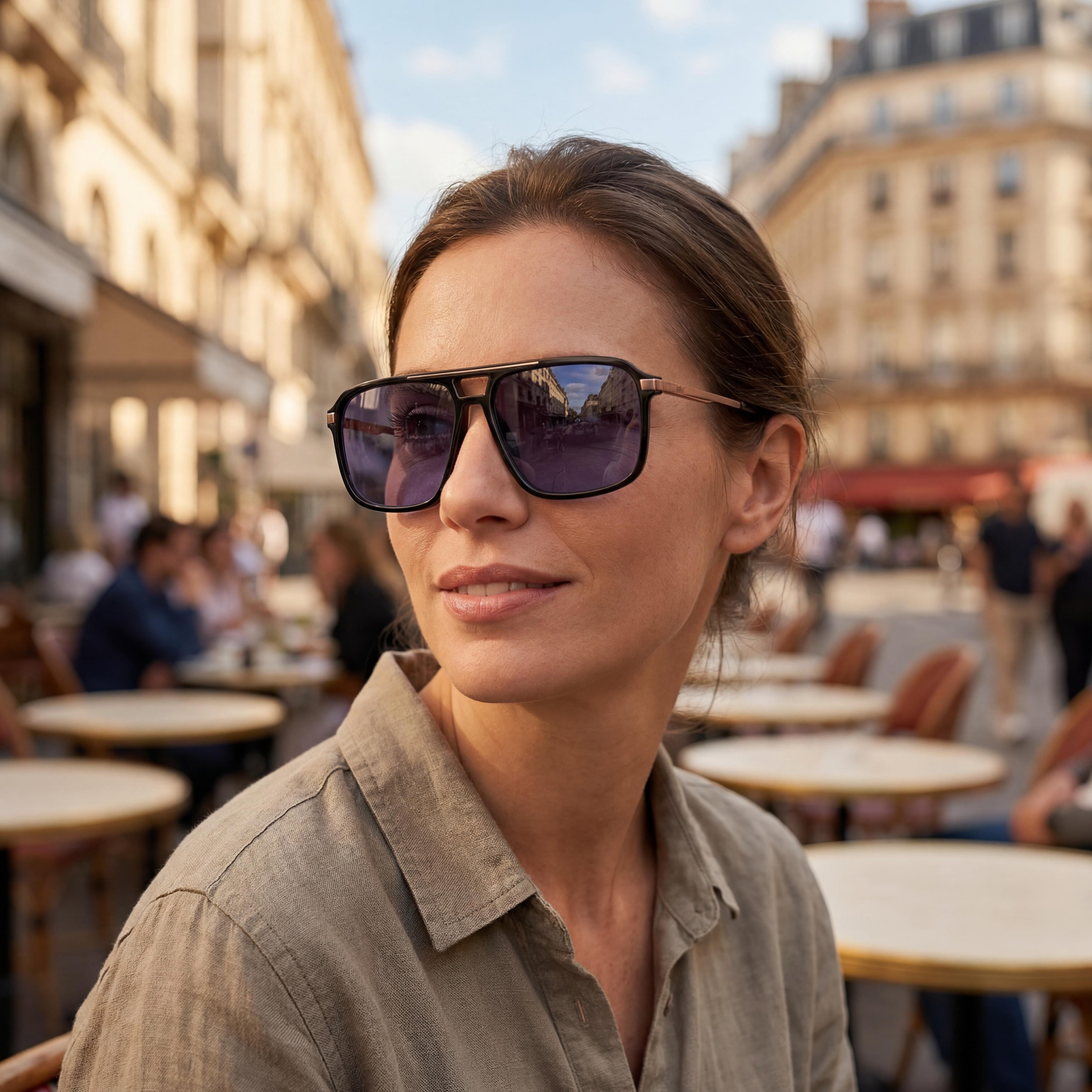 BMW Modern Women's Acetate Shiny Black Green Blue Mirror Non-Polarized UV Protection Sunglasses 58mm, Photo 5