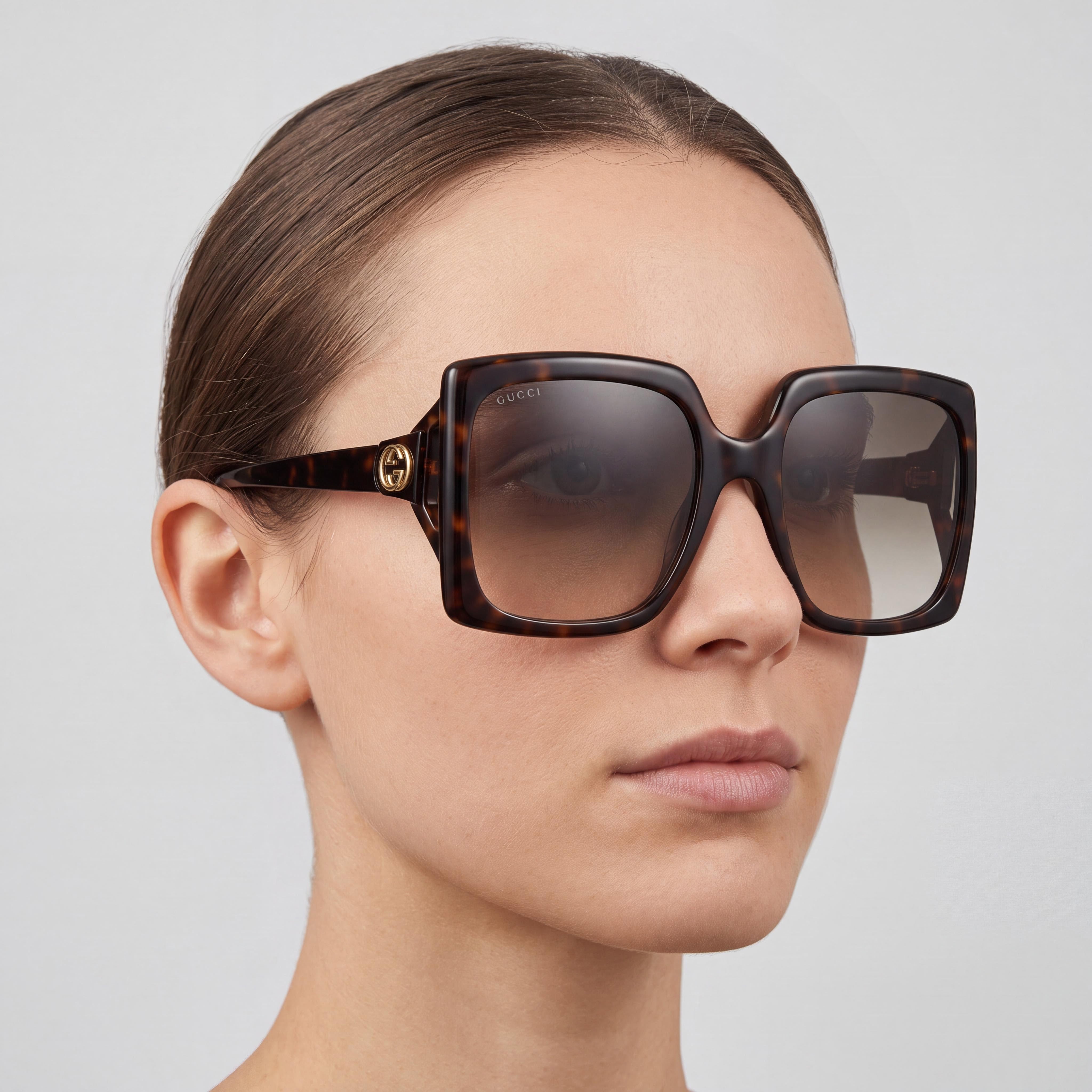 Gucci Gg0876s Women's Havana Injected Oversized Fashion Square Brown Gradient UV Protected Sunglasses 60mm, Photo 5