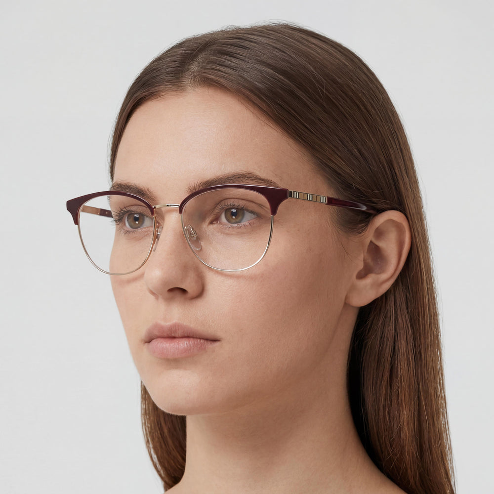BURBERRY Be 1355 Unisex Metal Optical Eyeglasses Frame in Light Gold Bordeaux, 52mm Lens Width