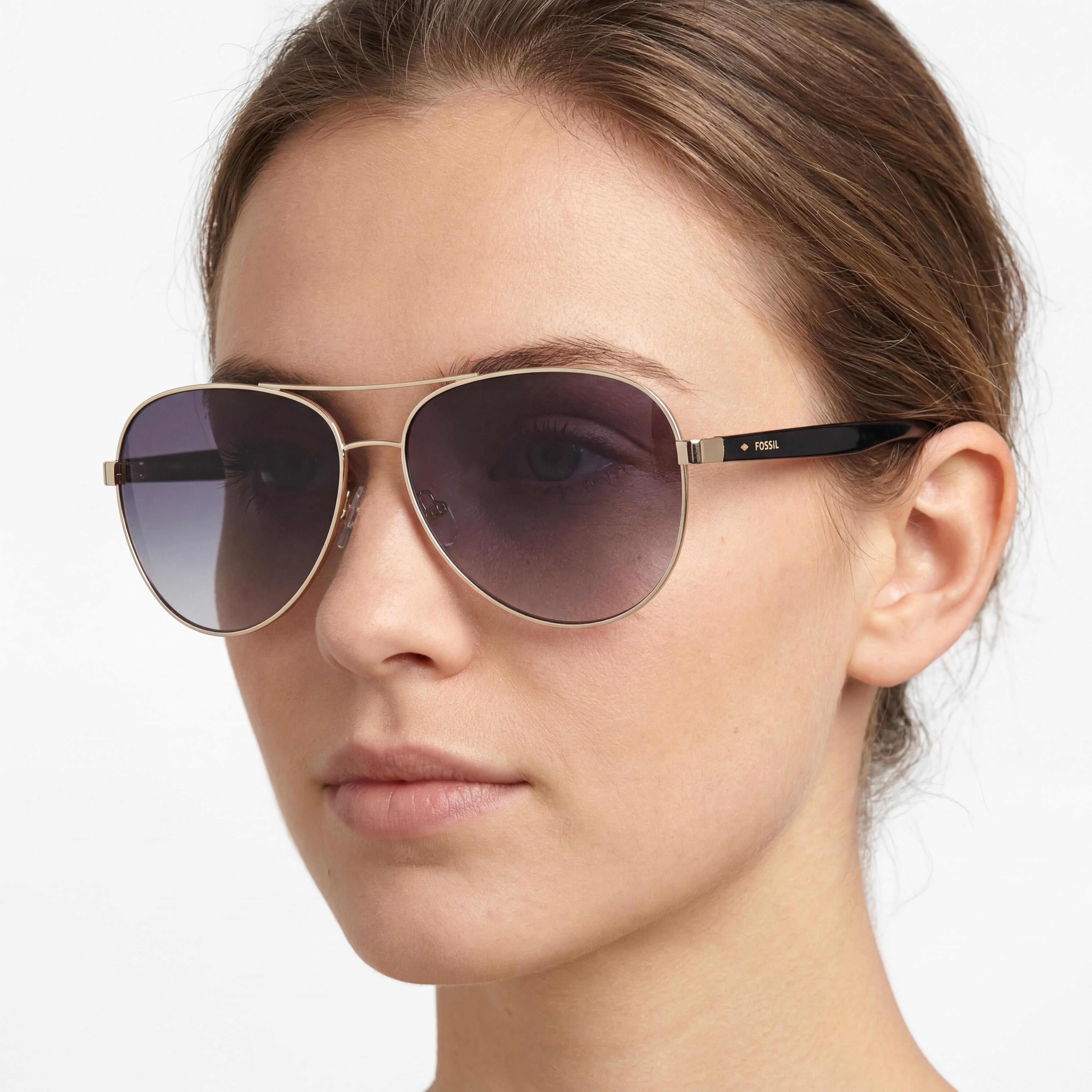 Gafas de sol Fossil Fos 3150/G/S para mujer, de acero inoxidable, con protección UV, color dorado claro, gris oscuro, 60 mm, Photo 5