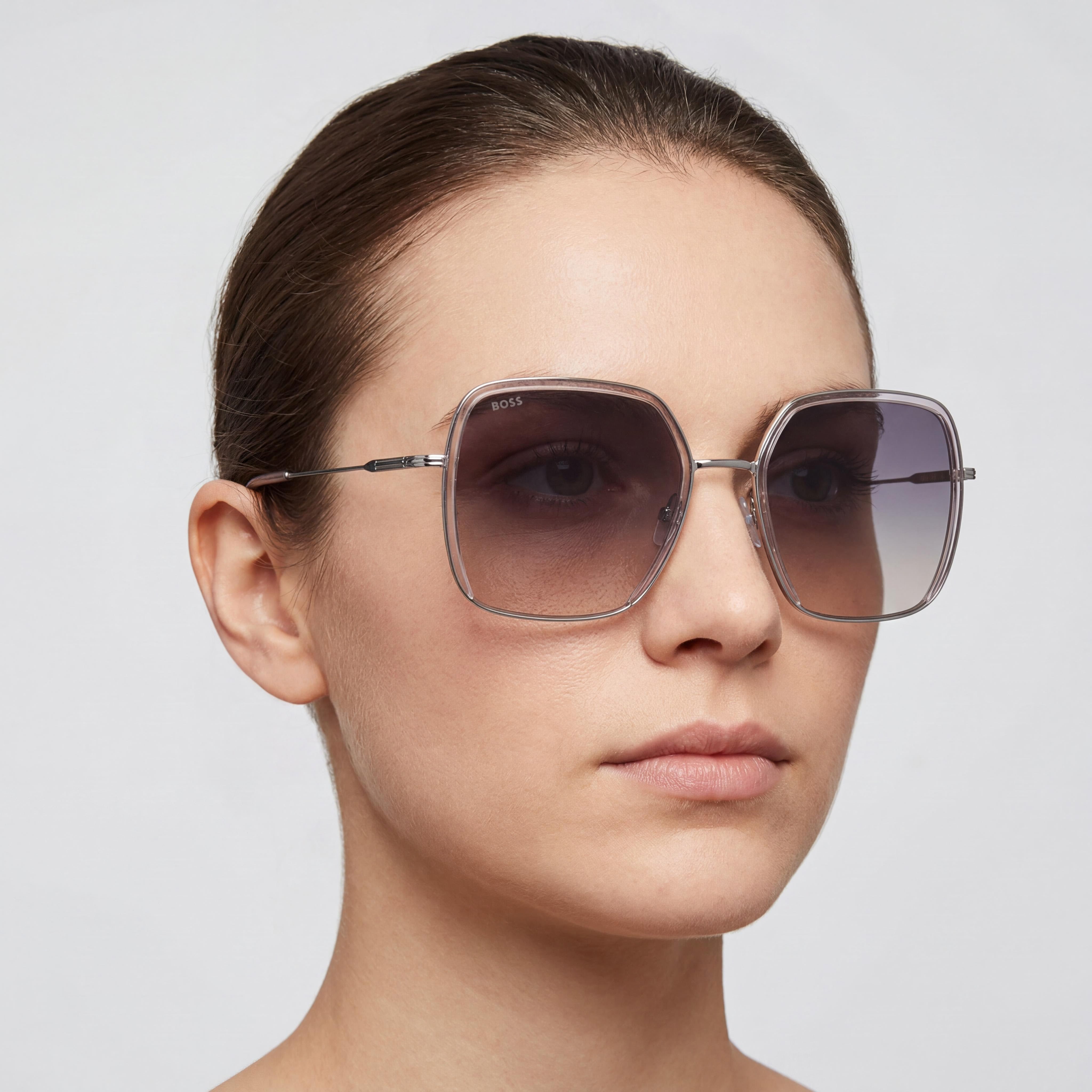 HUGO BOSS BLACK Boss 1783/S Women's Square Pink Palladium Stainless Steel UV Protected Sunglasses 55mm, Photo 4