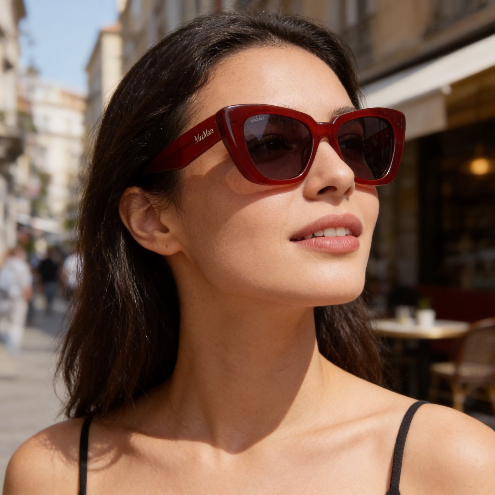 Gafas MaxMara Mm0099 para mujer con montura de acetato rojo oscuro brillante y lentes rojo brillante 50-18-140, Photo 5