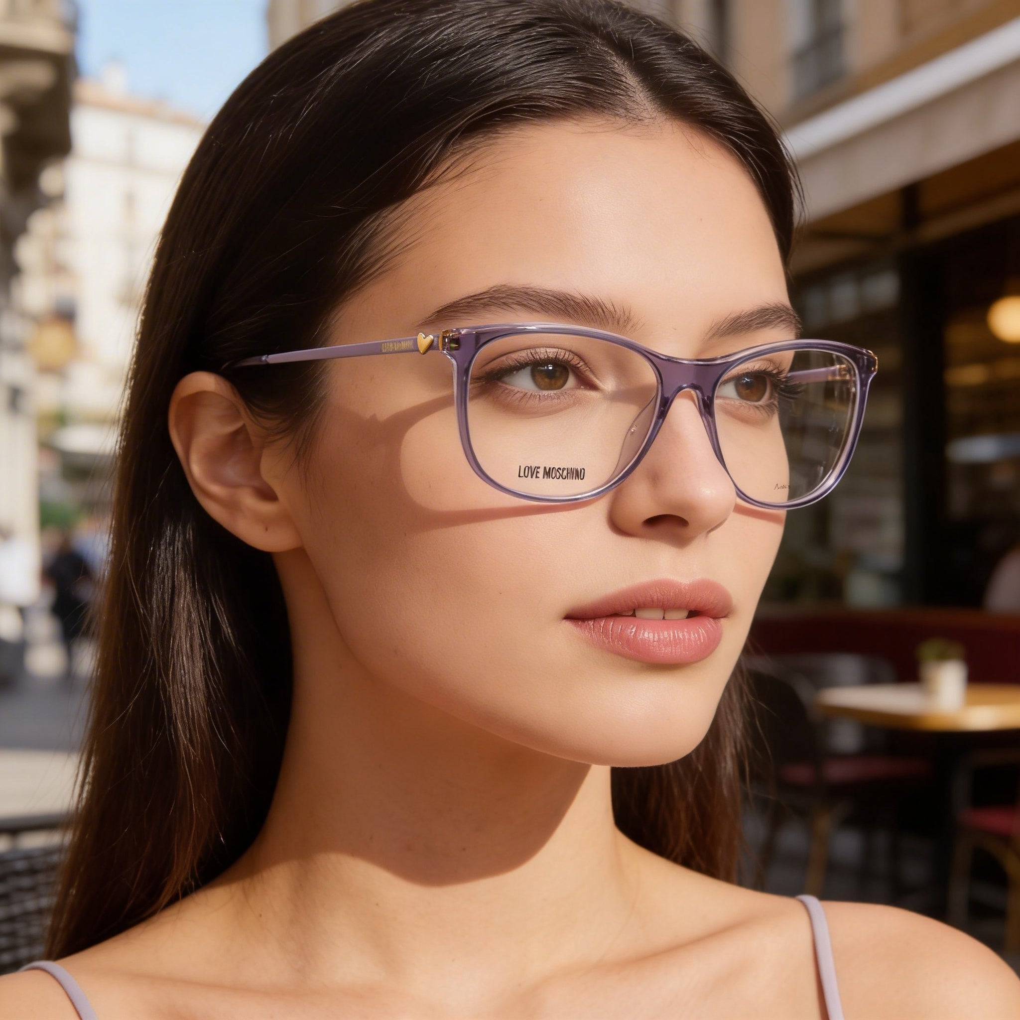 Gafas de sol de acetato Love Moschino Modern para mujer, color violeta lila, 55 mm, Photo 5