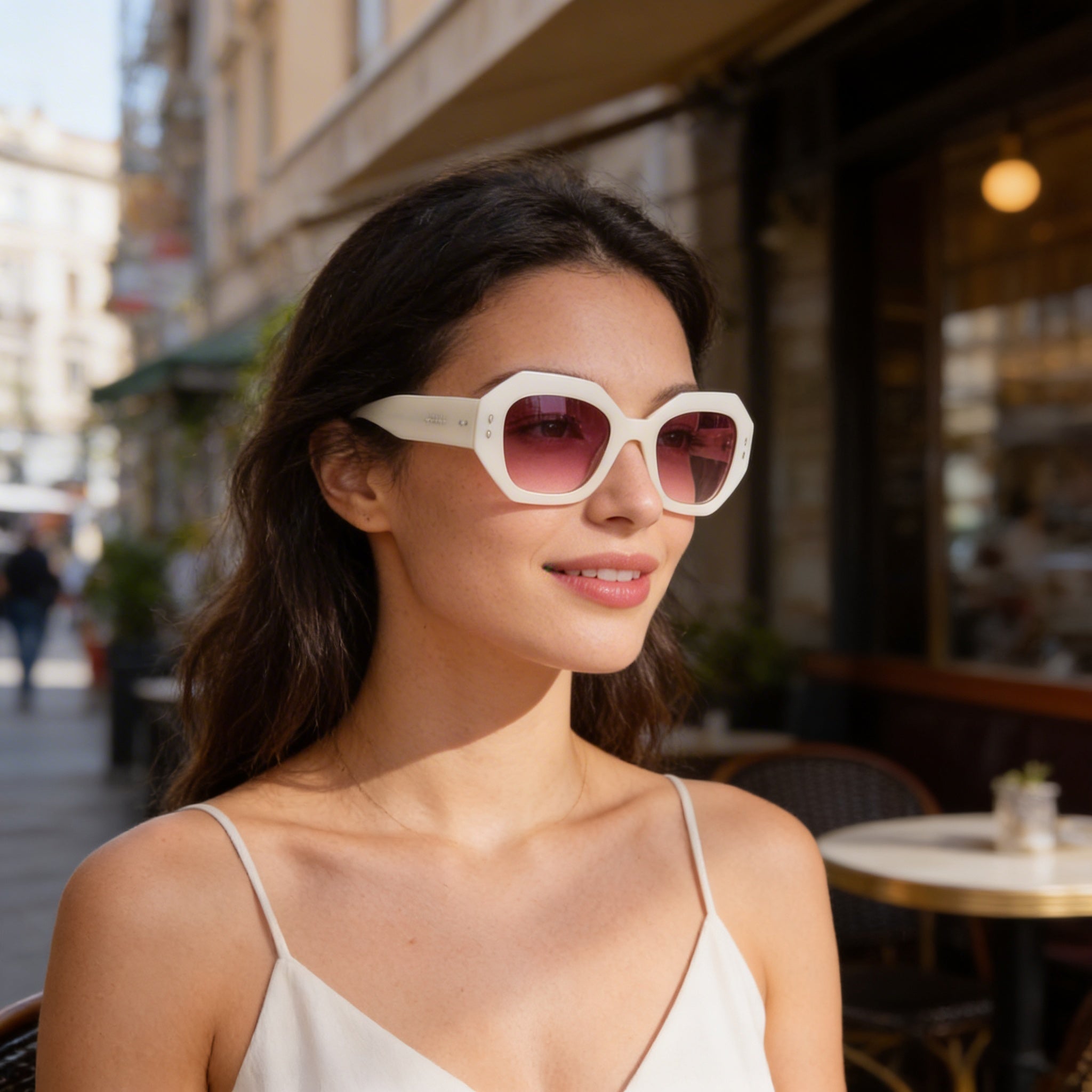 Isabel Marant IM 0173/S Women's Acetate Mother of Pearl White Sunglasses Pink Doubleshade Lenses 52mm, Photo 5