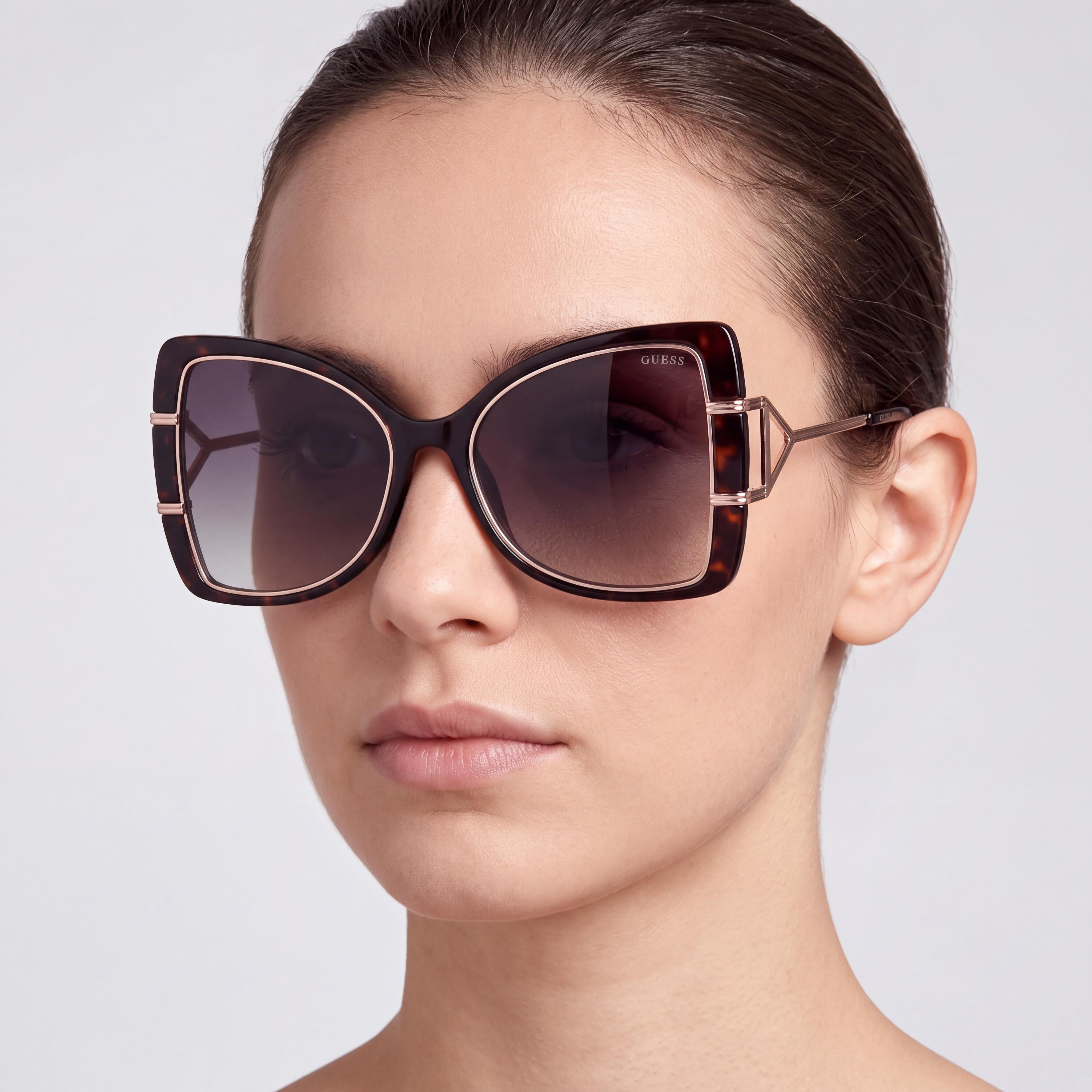 GUESS Female UV Protective Sunglasses Dark Havana Injected Frame Gradient Green Lens 58mm, Photo 4