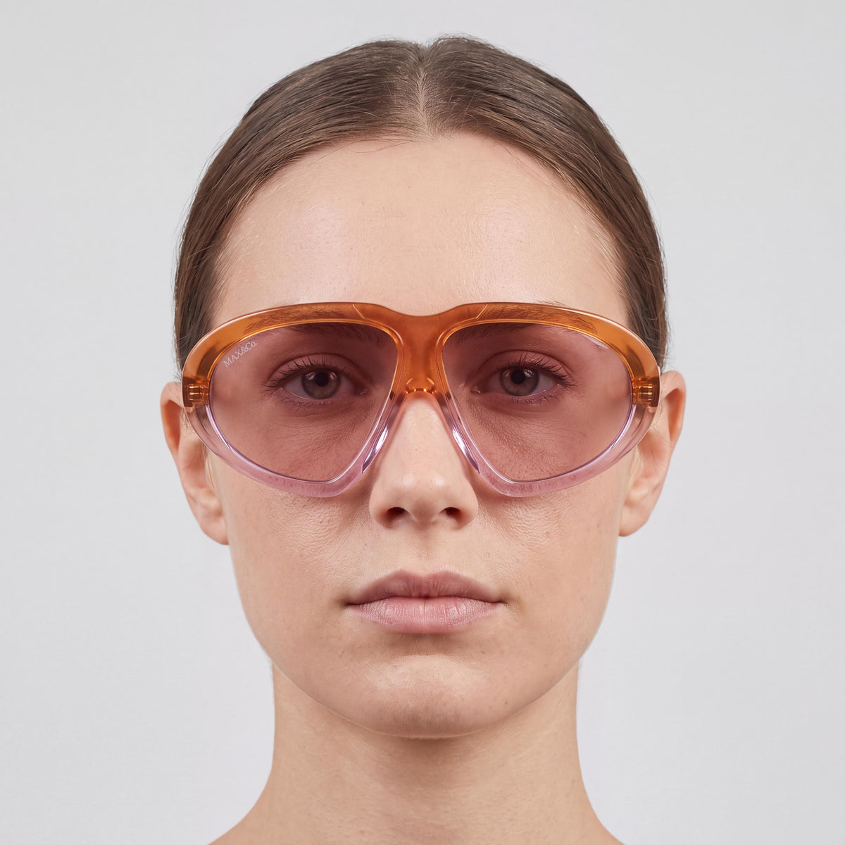 MAX &CO MO0001 Women's Orange Plastic Non-Polarized Burgundy Mirror Sunglasses Lens Width 60mm, Photo 4