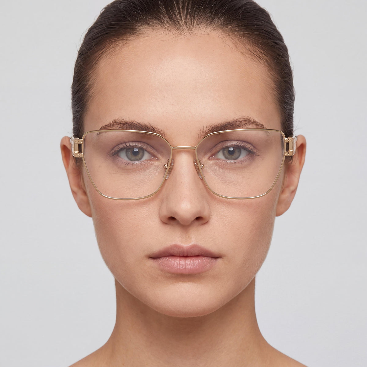 Versace Ve 1301 Women's Gold Stainless Steel Frame Clear Polycarbonate Lens Eyewear 57mm, Photo 5