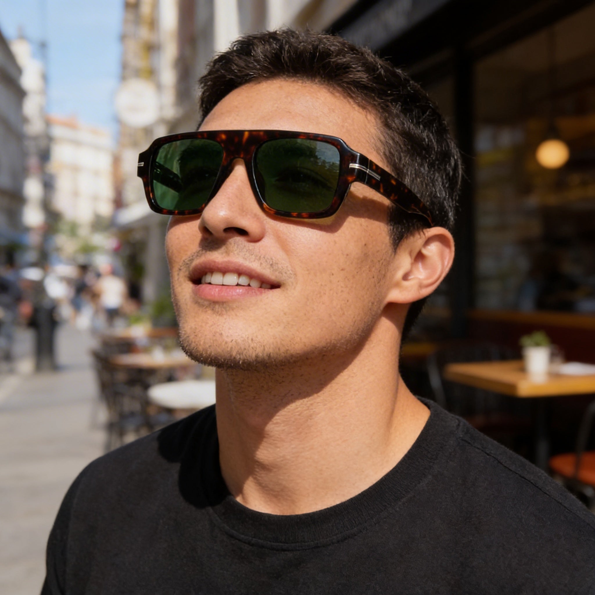Gafas de sol rectangulares Hugo Boss 1595/S Style & Expression para hombre, Habana Verde, aceite ecológico, sin polarizar, protección UV, 53-19-145mm, Photo 5