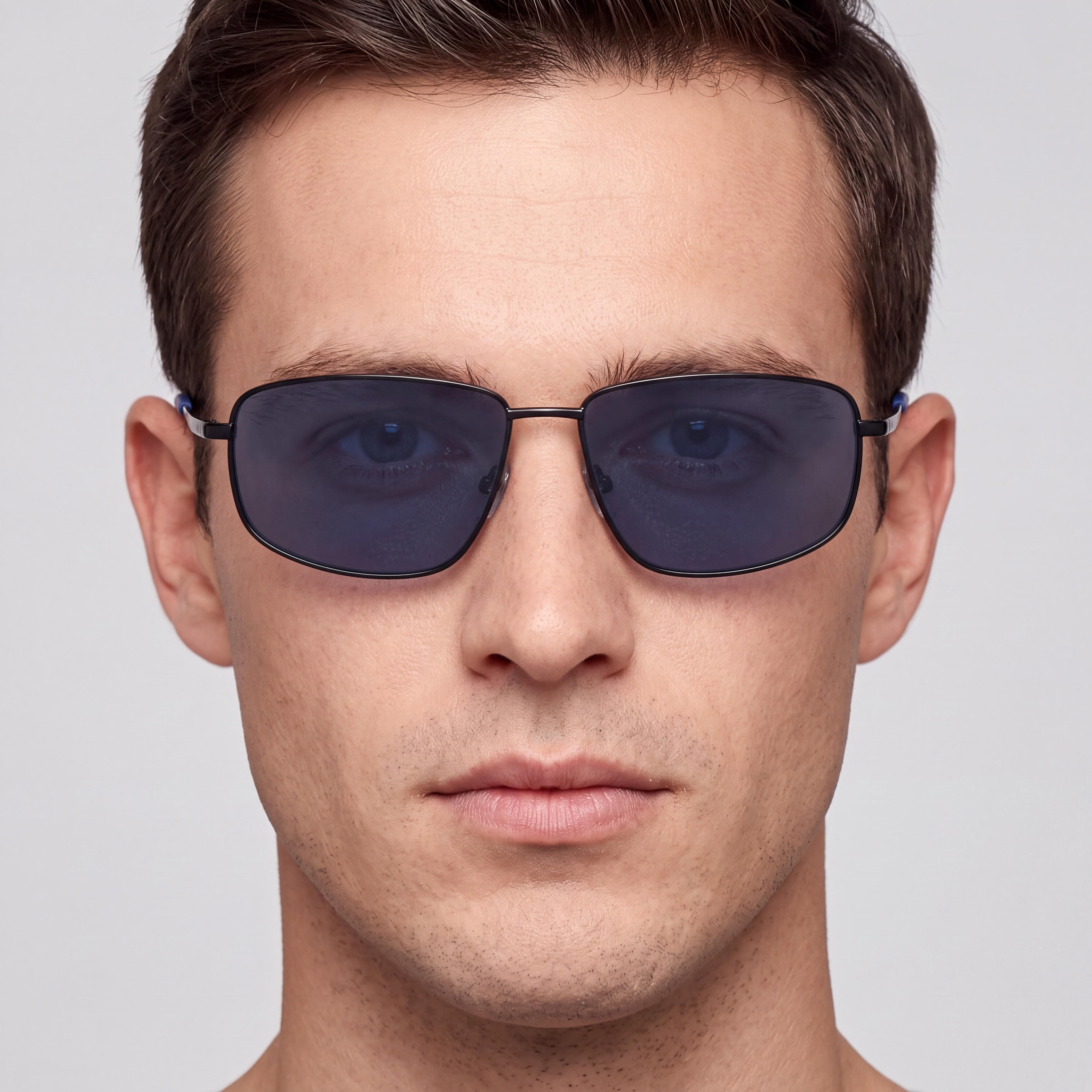 BMW MOTORSPORT Men's Metal Sun Glasses with Matte Black Blue Frame & Polarized Lenses, 62mm Lens Width, Photo 4