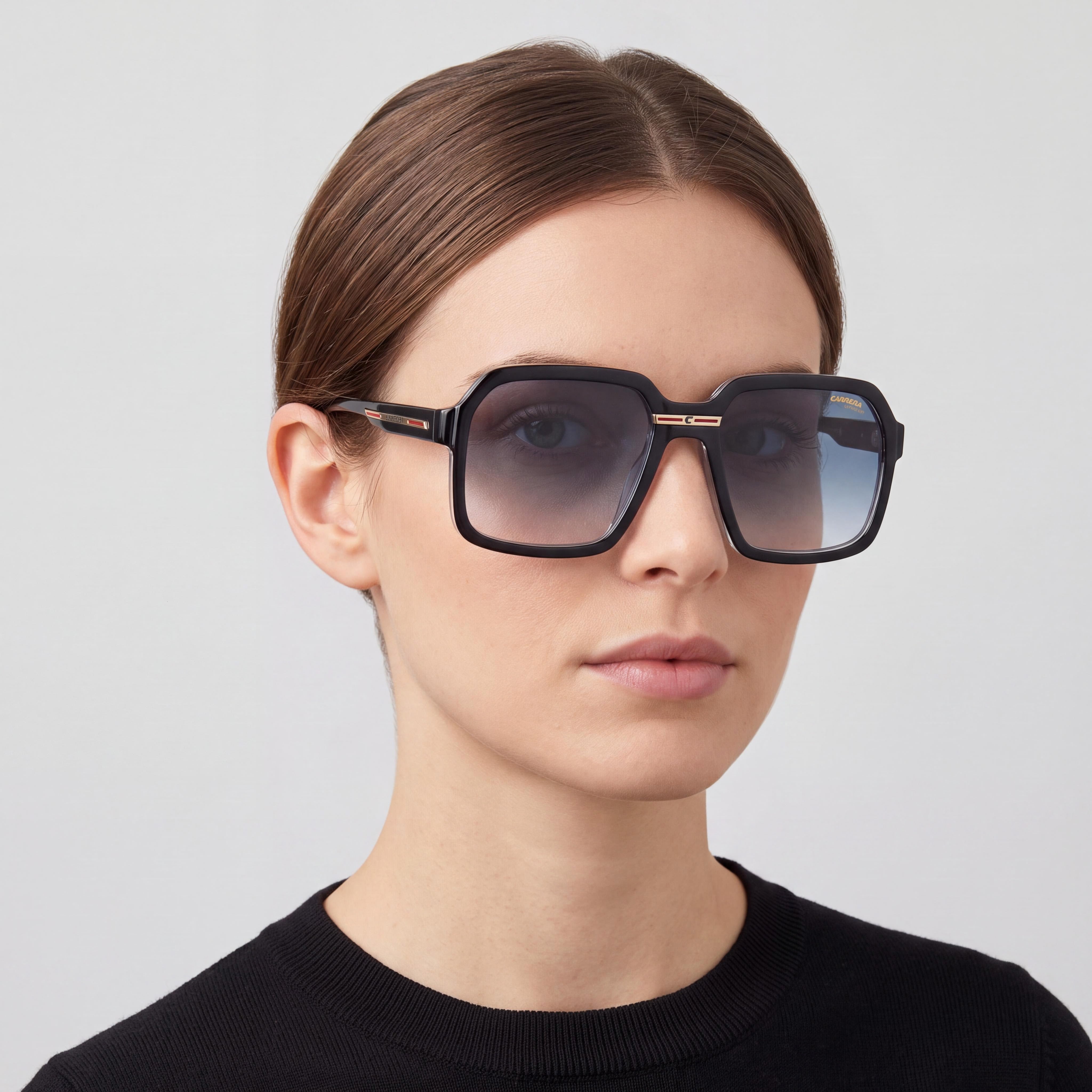 Carrera Women's Victory C 08/S Square Black Crystal Polyamide Dark Blue Shaded 56mm Sunglasses, Photo 4