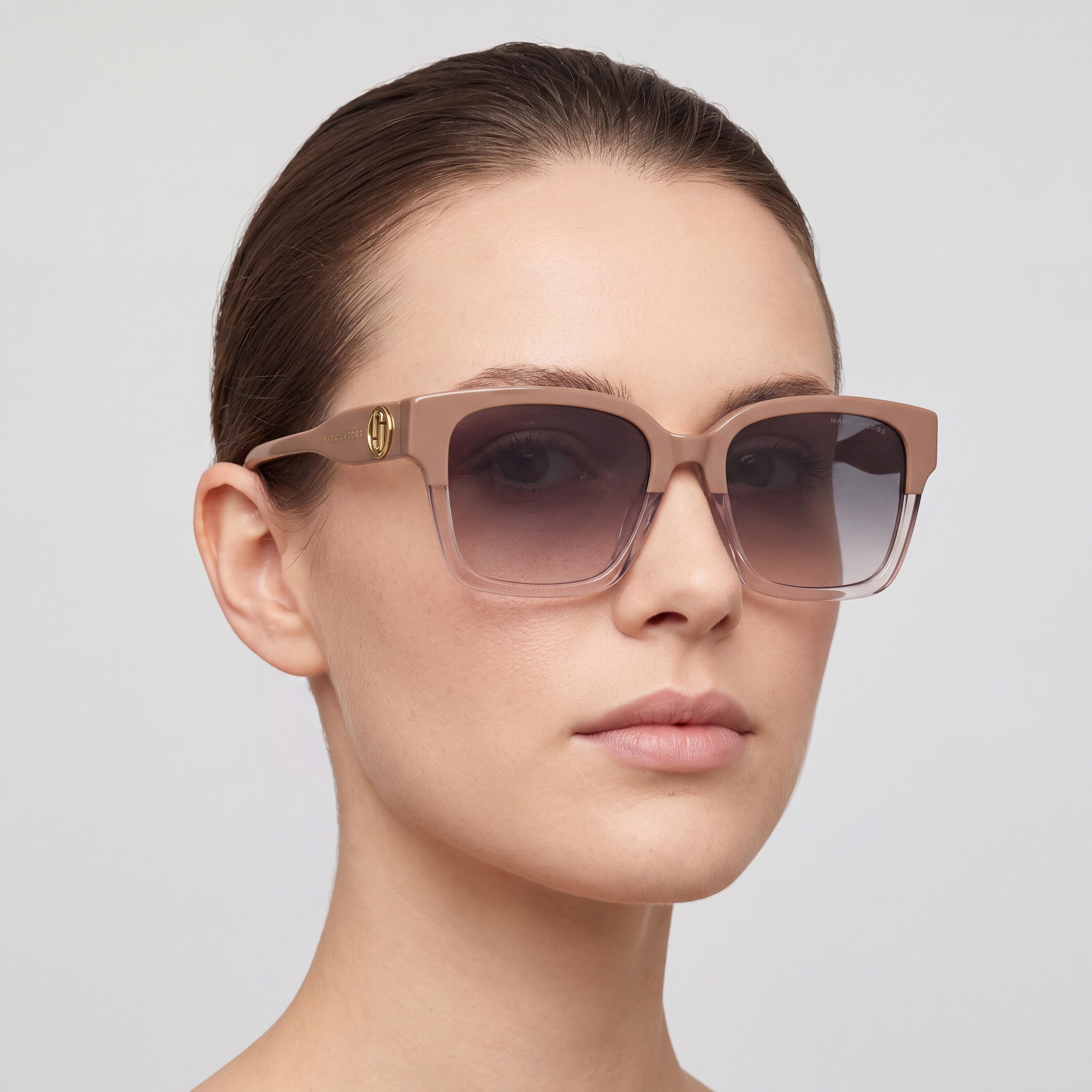 Marc Jacobs Classic MARC 814/S Women's Rectangular Beige Acetate Dark Grey Shaded Non-Polarized Sunglasses 18-18-140mm, Photo 5