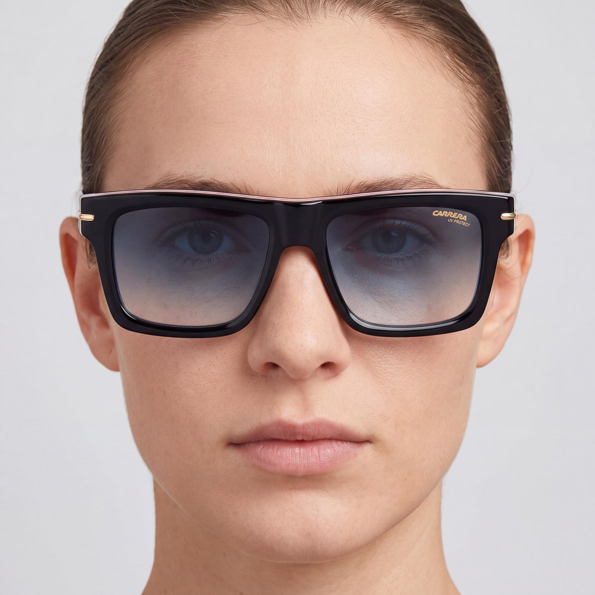 Gafas de sol Carrera 305/S unisex con montura de acetato negro a rayas, lentes azules degradadas, sin polarizar y con protección UV 54-17-150, Photo 5