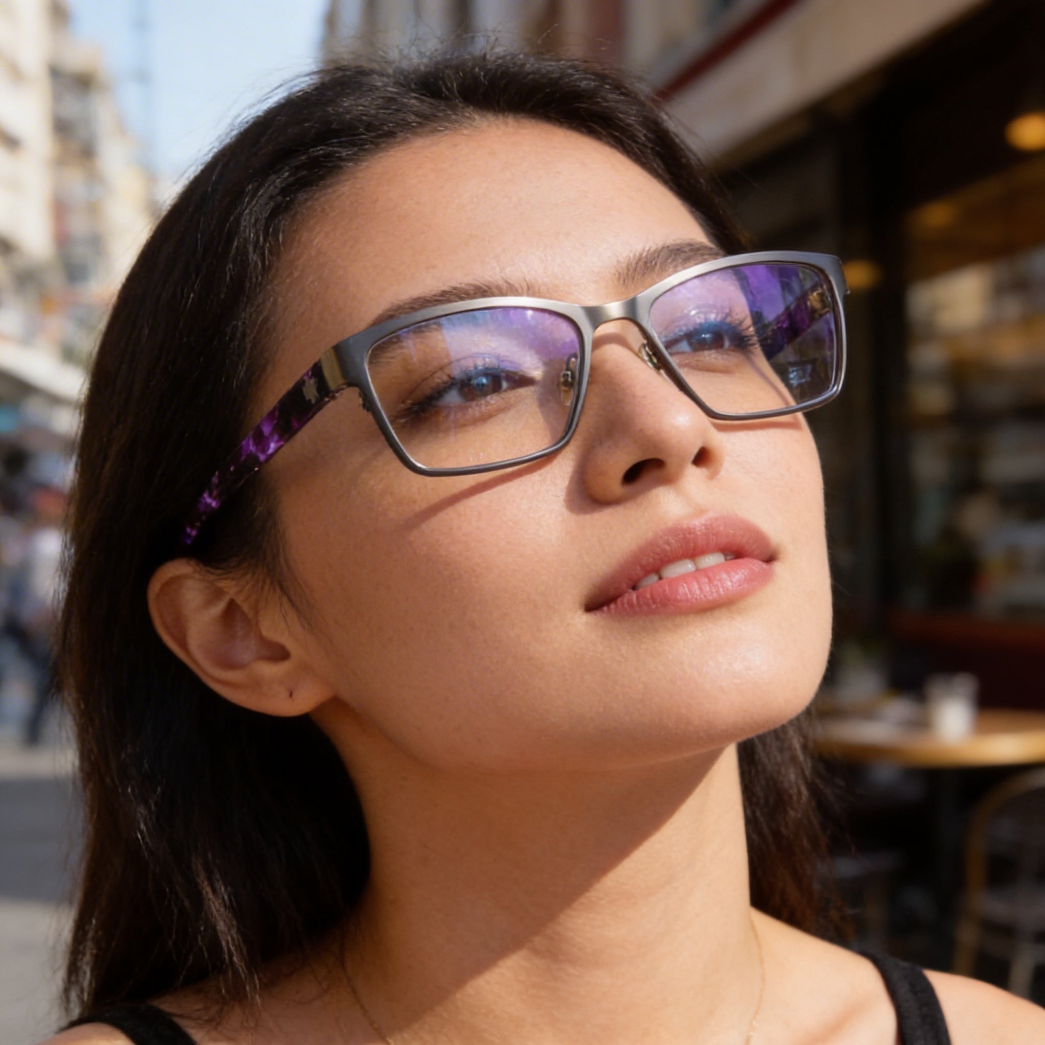 Spy Classic Women's Composite Eyeglasses Brushed Gunmetal Purple Camo Tortoise Clear Non- Demo 52mm, Photo 5
